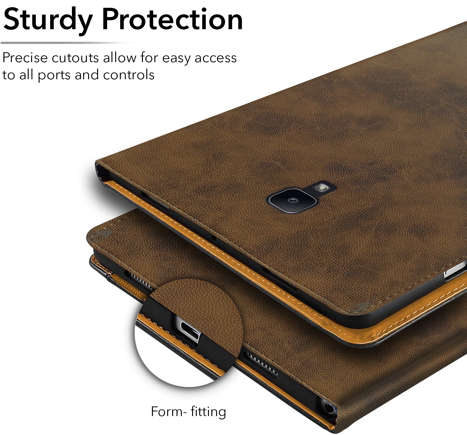 For Samsung Galaxy Tab A T380|T385 8 Inch Flip Cover Folio Cover (PU Matte Leather | Multi-Angle Smart Stand | Card Storage Slots | Silicone Back Pouch)