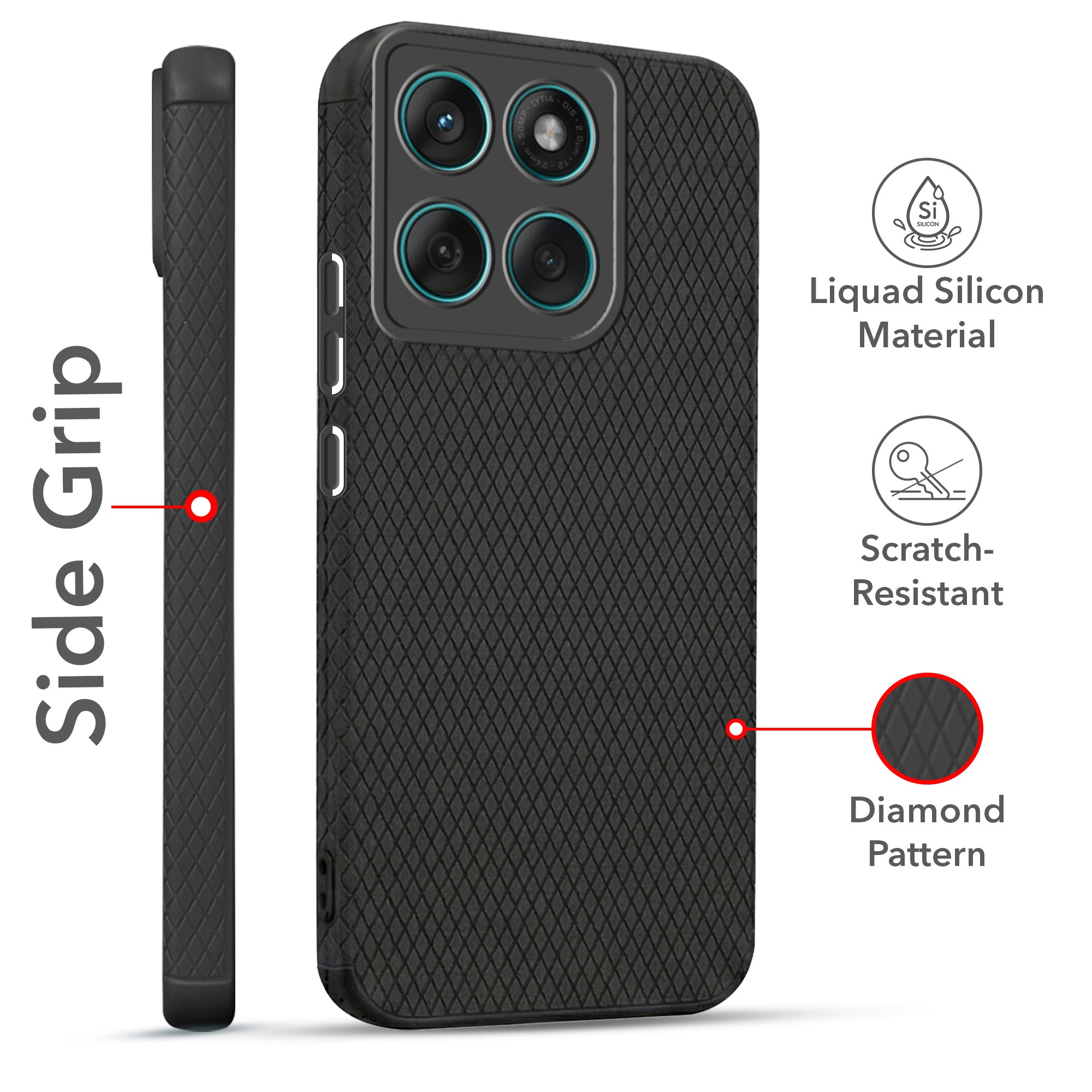For Motorola Moto Edge 60 Fusion Combo with Back Cover and 9H Tempered Glass (Liquid Silicone | Camera Protection | Oleophobic Coating Screen Glass)