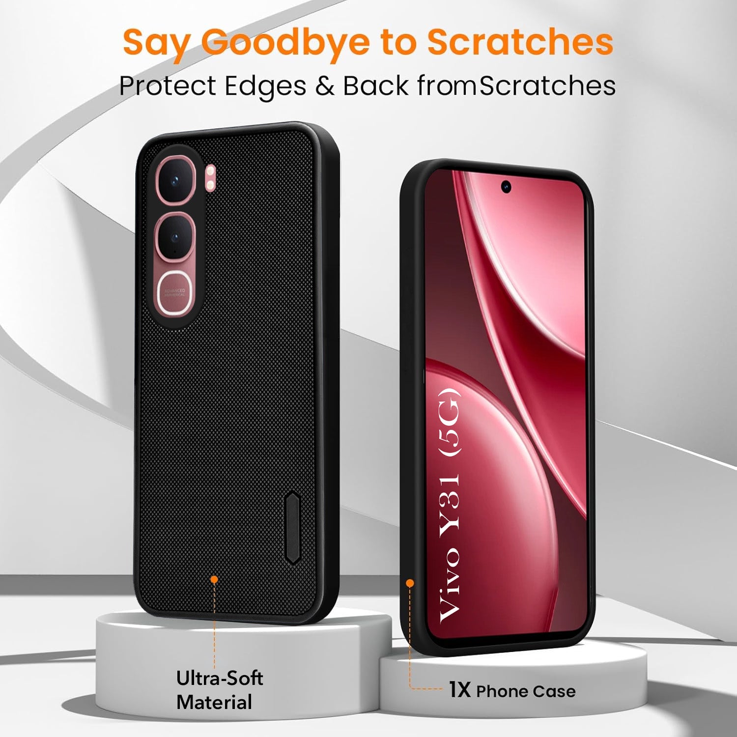 For Vivo Y31 5G Combo (Textured Grip Design | Micro-Fiber Cloth Inside | Oleophobic Coating Screen Glass)