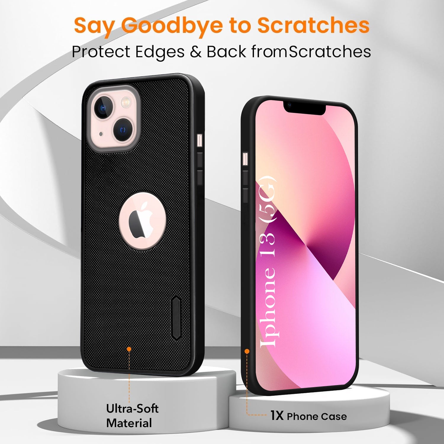 For Apple iPhone 13 Combo with Back Cover and 9H Tempered Glass (Textured Grip Design | Micro-Fiber Cloth Inside | Oleophobic Coating Screen Glass)
