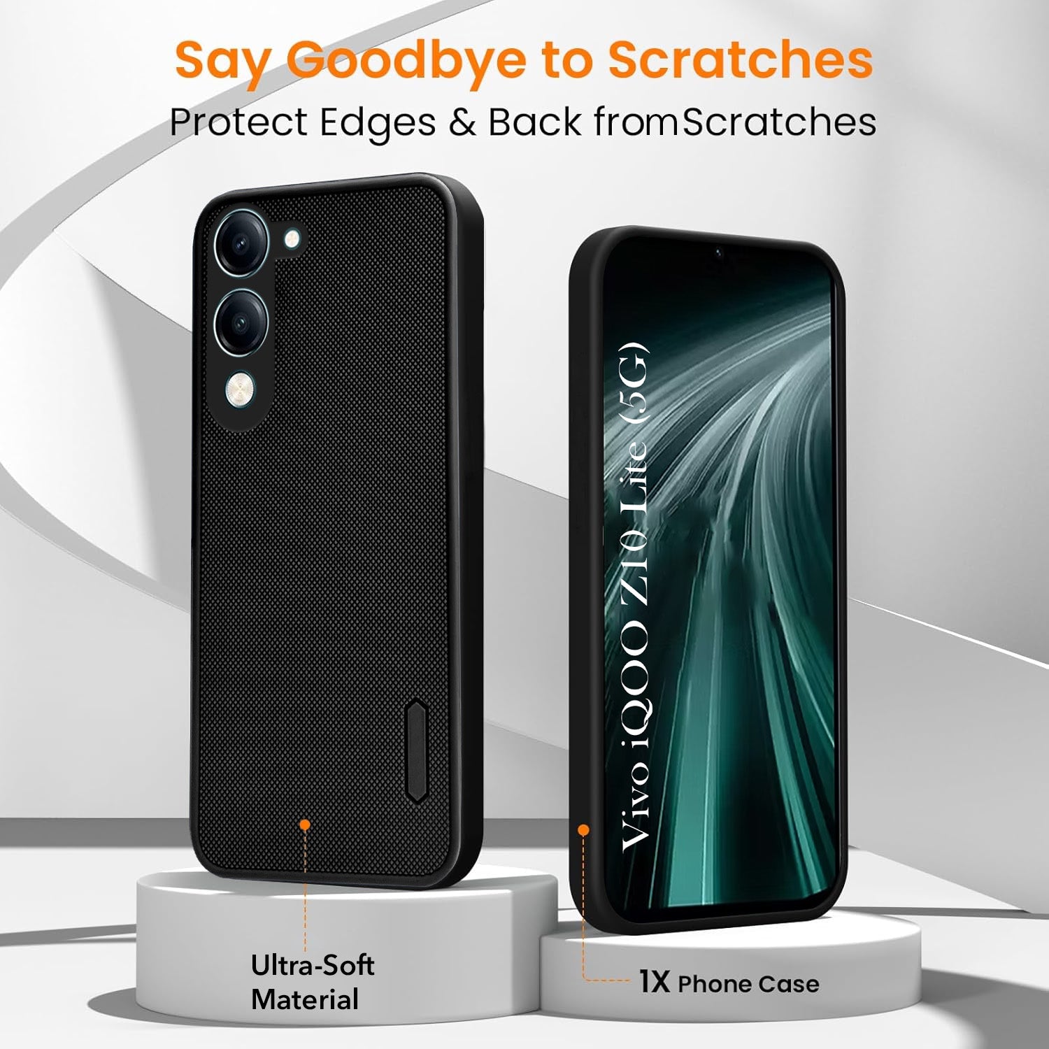 For Vivo iQOO Z10 Lite Combo (Textured Grip Design | Micro-Fiber Cloth Inside | Oleophobic Coating Screen Glass)