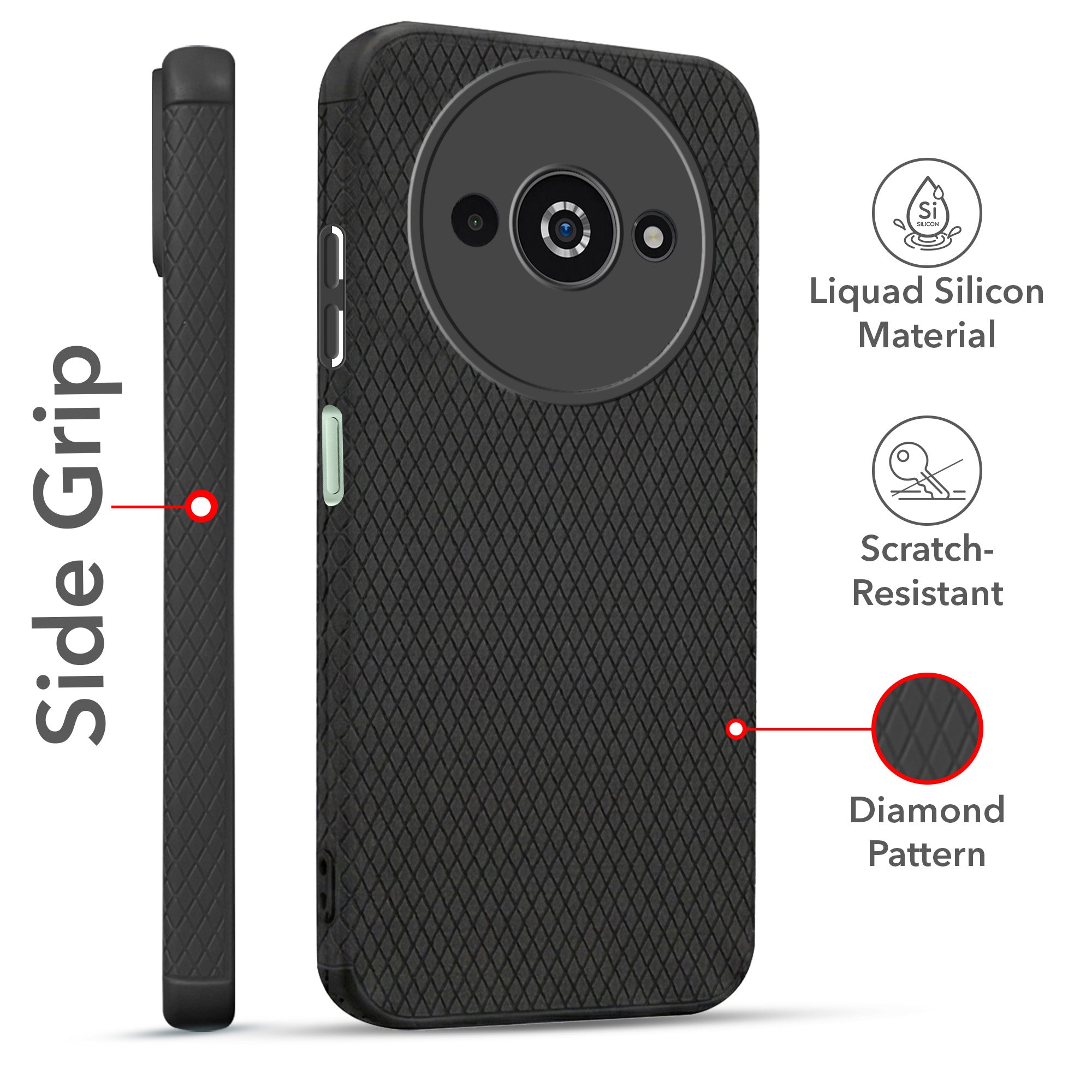For Xiaomi Poco C61 Combo with Back Cover and 9H Tempered Glass (Liquid Silicone | Camera Protection | Oleophobic Coating Screen Glass)