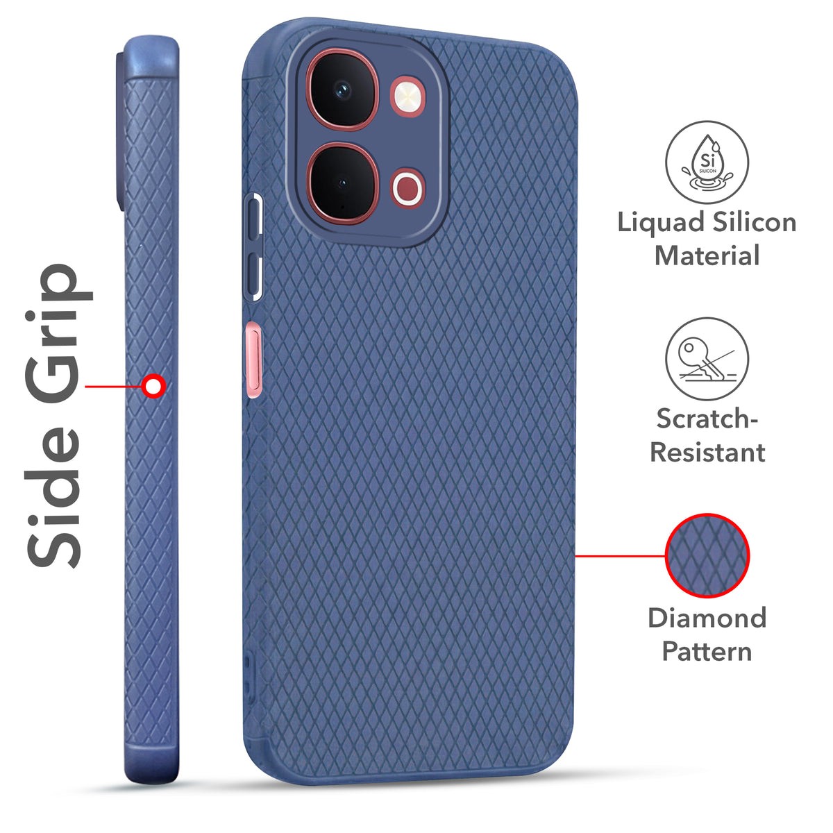 For Vivo Y31T 5G Combo with Back Cover and 9H Tempered Glass (Liquid Silicone | Camera Protection | Oleophobic Coating Screen Glass)
