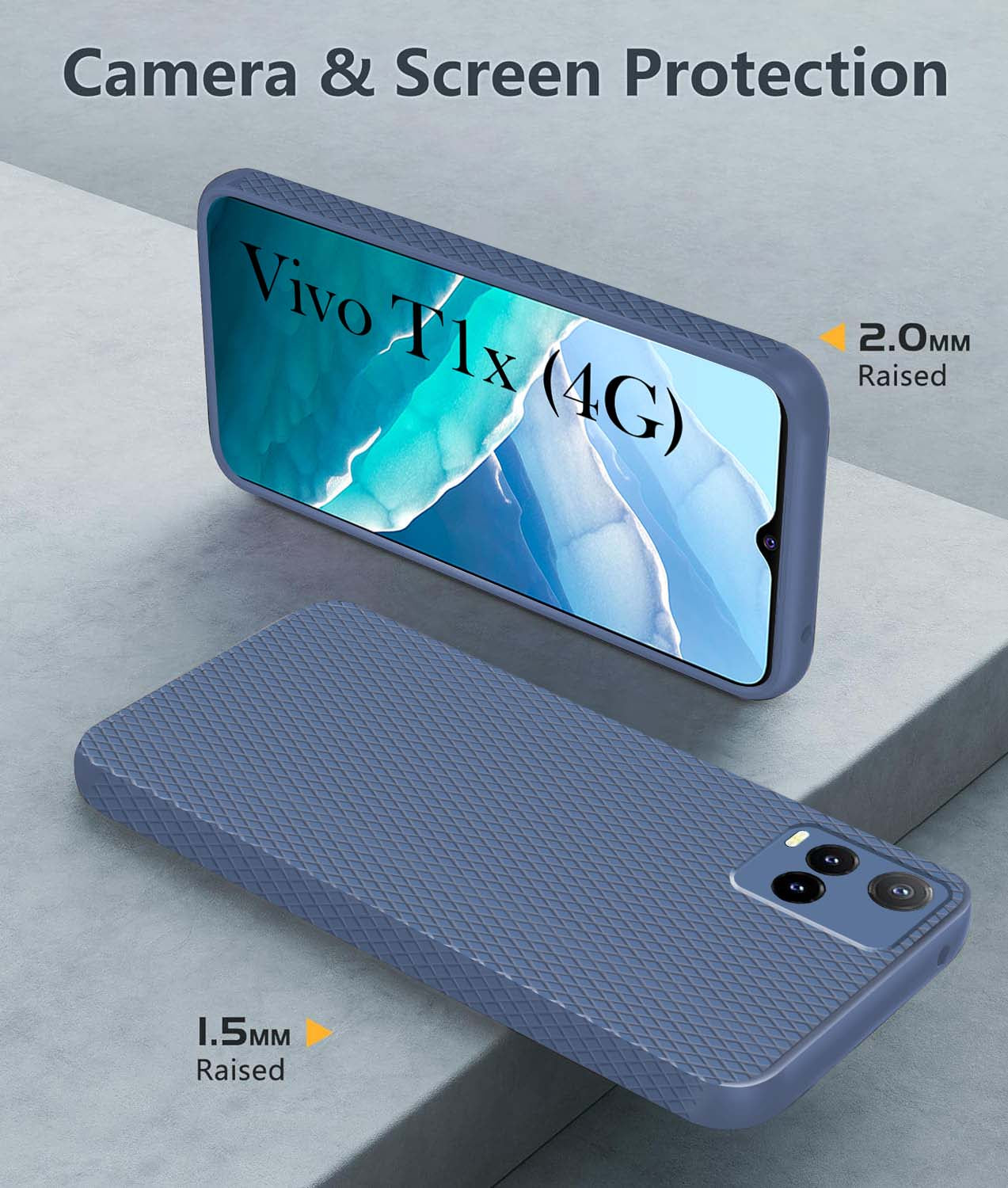 For Vivo T1x 4G  Back Cover Case (Liquid Silicone | Side Grip | Camera Protection)