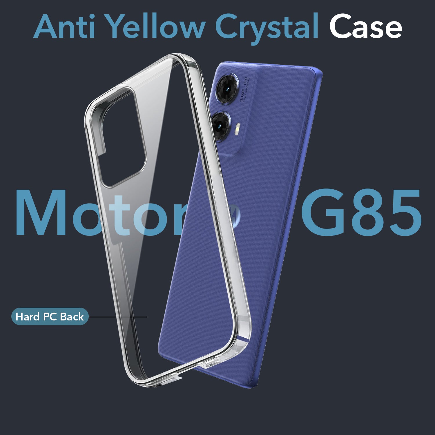For Motorola Moto G86 Power Back Cover Case Lifetime Anti-Yellow Clear (Sleek Hard Crystal | Shockproof and Camera Protection)