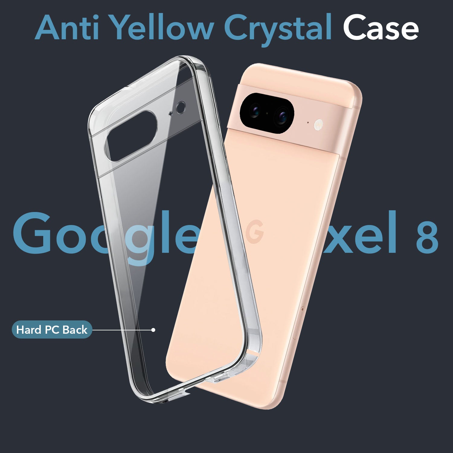 For Google Pixel 8 Back Cover Case Lifetime Anti-Yellow Clear (Sleek Hard Crystal | Shockproof and Camera Protection)