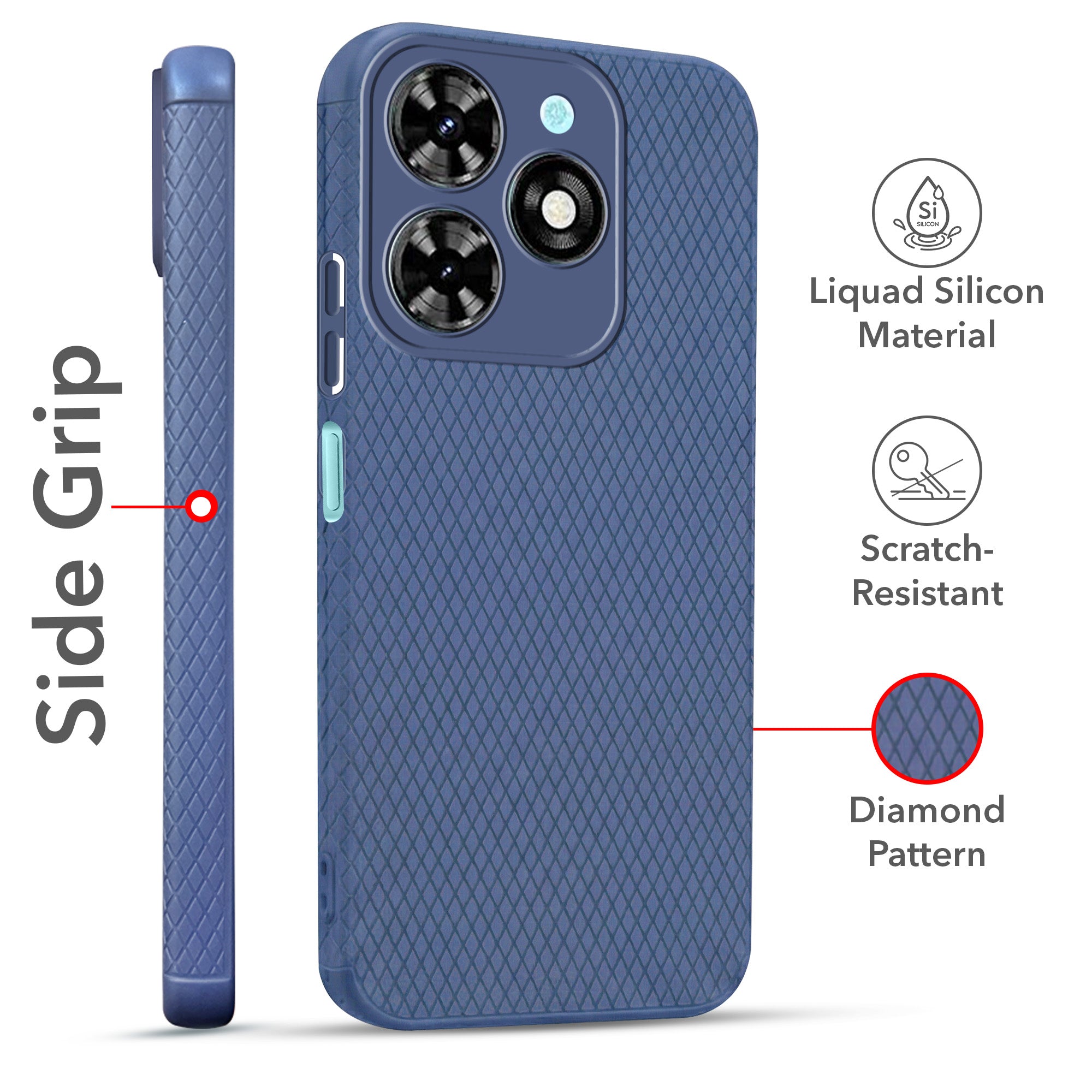 For Tecno Spark 20C Combo with Back Cover and 9H Tempered Glass (Liquid Silicone | Camera Protection | Oleophobic Coating Screen Glass)