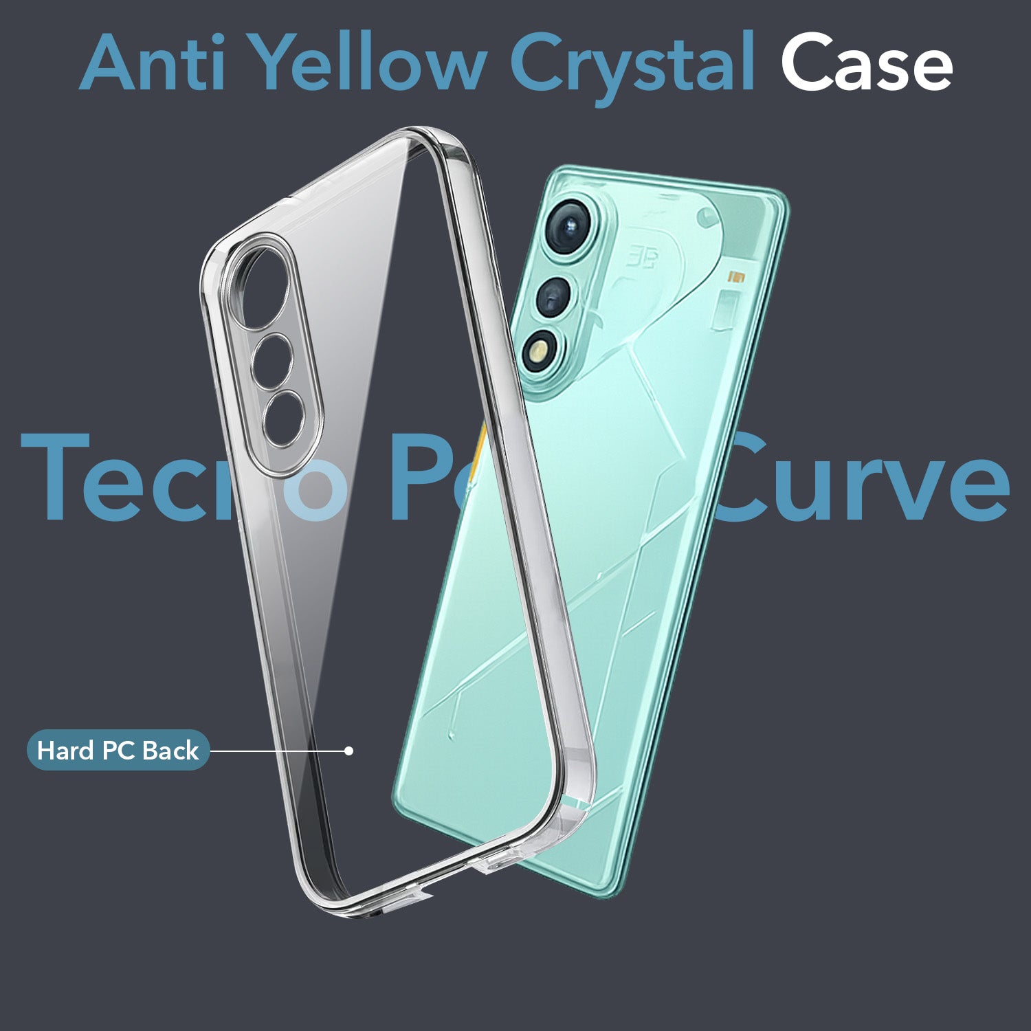 For Tecno Pova Curve Back Cover Case Lifetime Anti-Yellow Clear (Sleek Hard Crystal | Shockproof and Camera Protection)