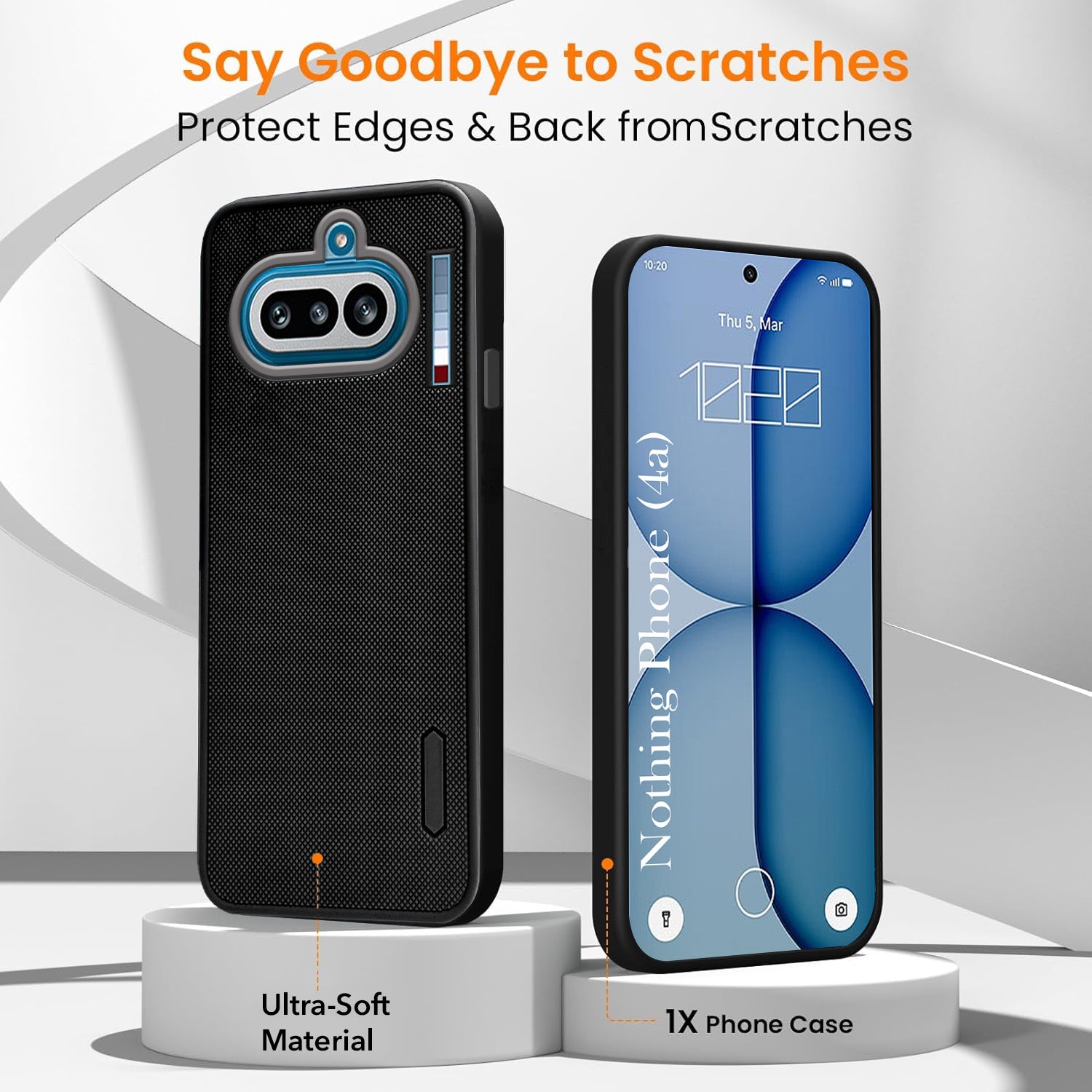 For Nothing Phone 4A 5G Combo with Back Cover and 9H Tempered Glass (Textured Grip Design | Micro-Fiber Cloth Inside | Oleophobic Coating Screen Glass)