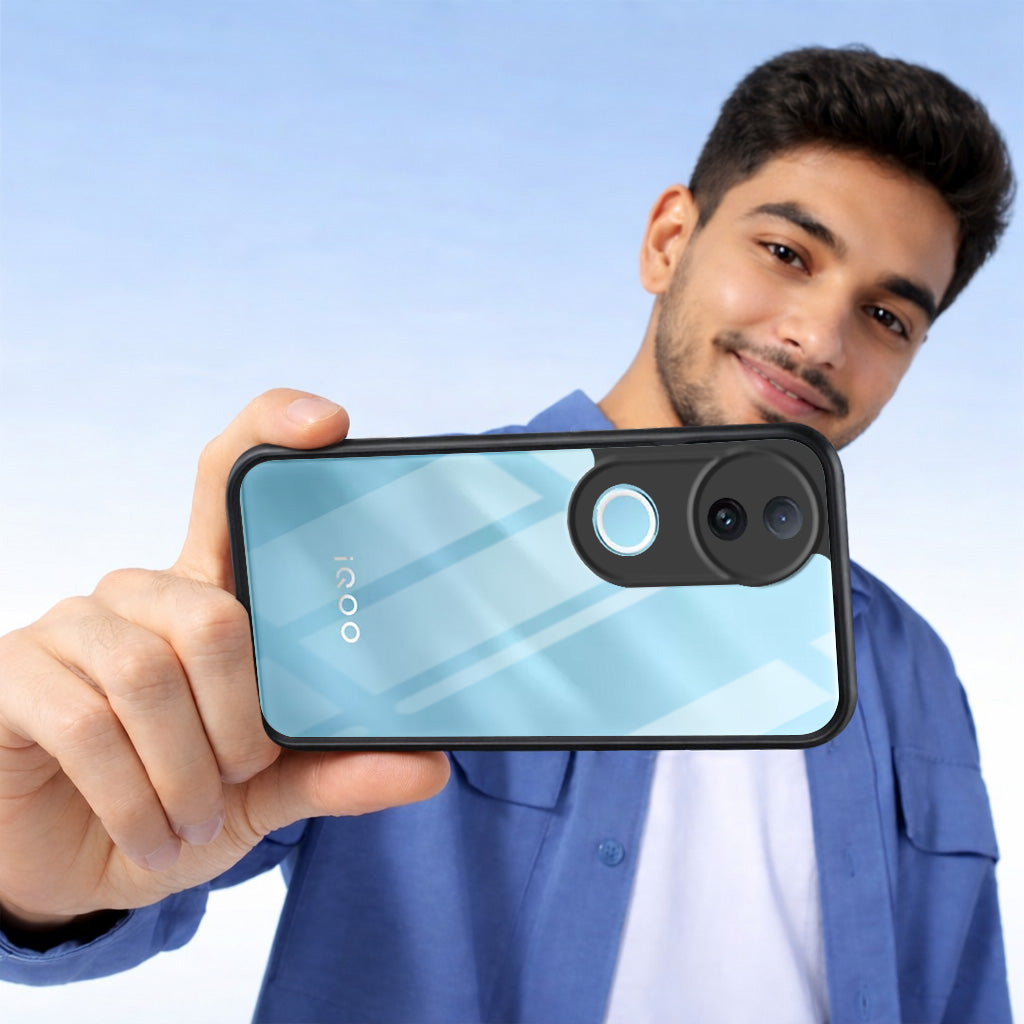 For Vivo iQOO Z10R Combo with Back Cover and 9H Tempered Glass (Lifetime Anti-Yellow | Crystal Clear Shockproof | Oleophobic Coating Screen Glass)