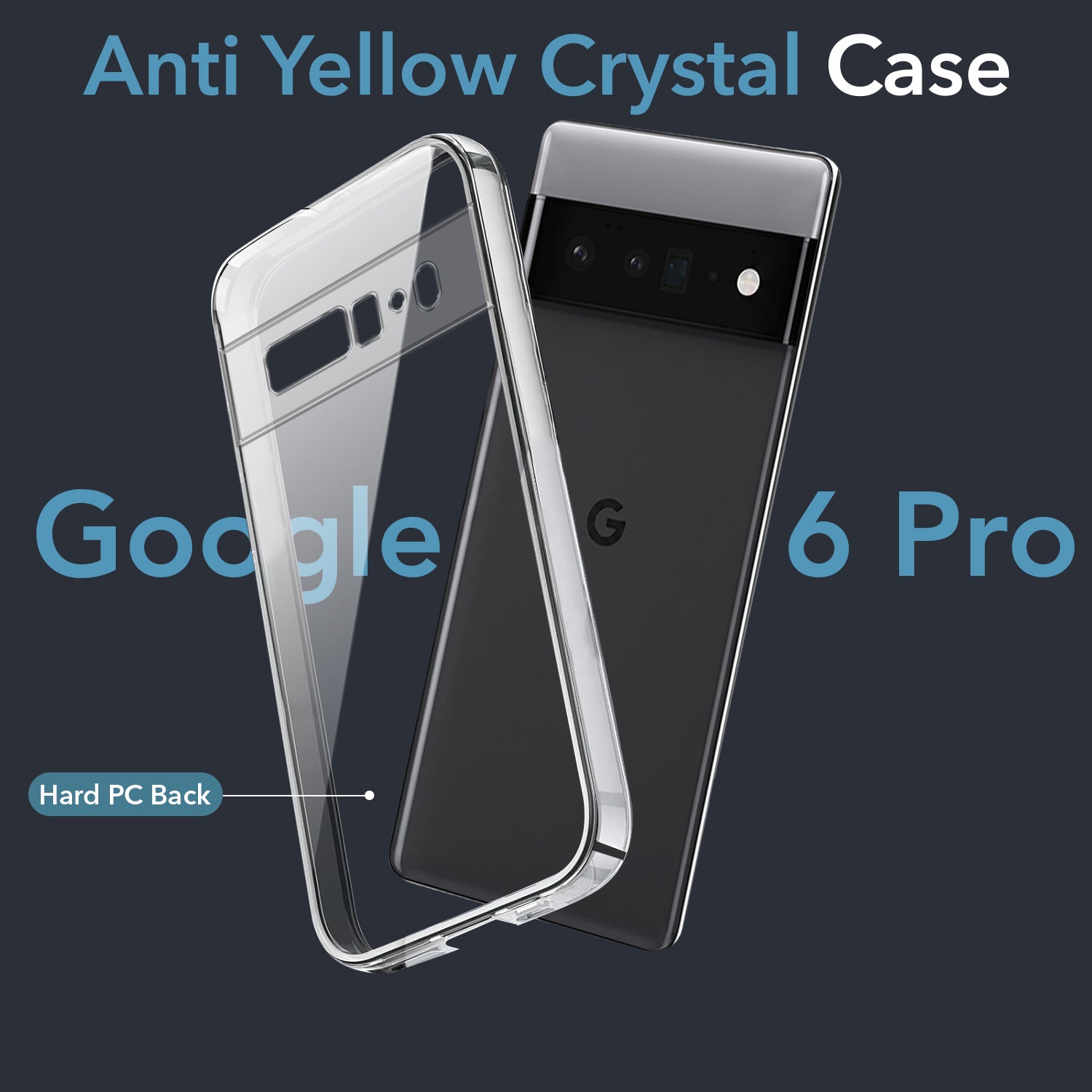 For Google Pixel 6 Pro Back Cover Case Lifetime Anti-Yellow Clear (Sleek Hard Crystal | Shockproof and Camera Protection