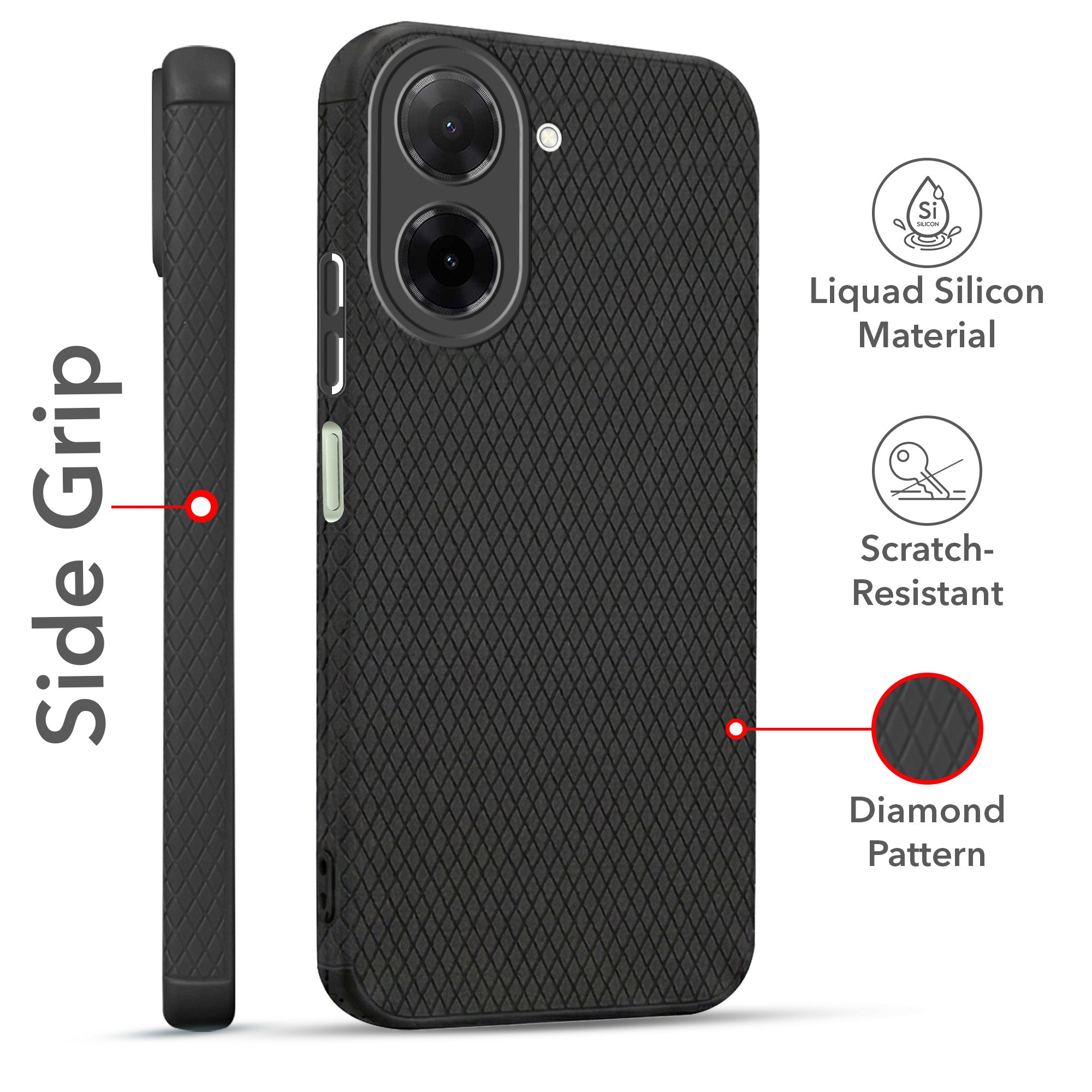 For Redmi A5 4G Combo with Back Cover and 9H Tempered Glass (Liquid Silicone | Camera Protection | Oleophobic Coating Screen Glass) (Copy)