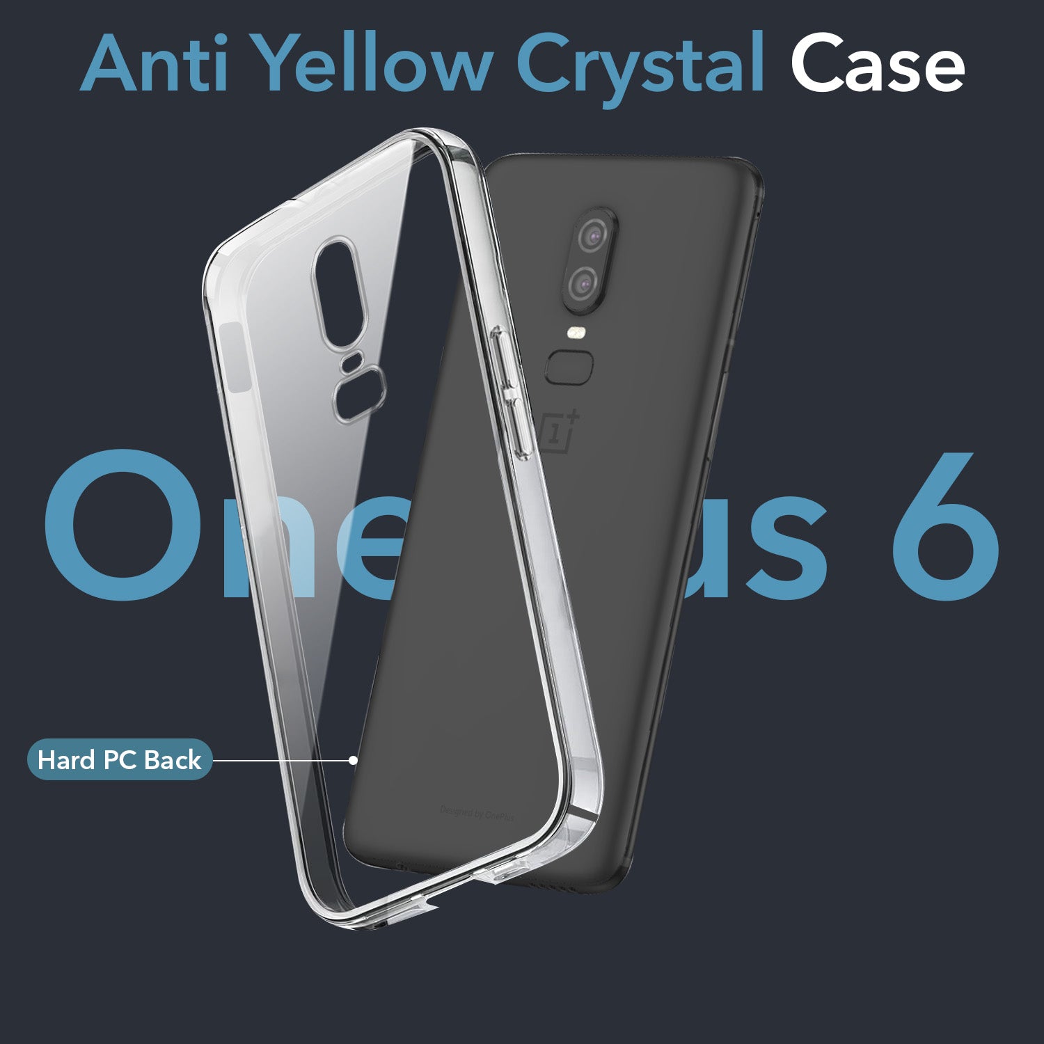 For OnePlus 6 Lifetime Anti-Yellow Clear Back Cover Case (Sleek Hard Crystal | Shockproof and Camera Protection)