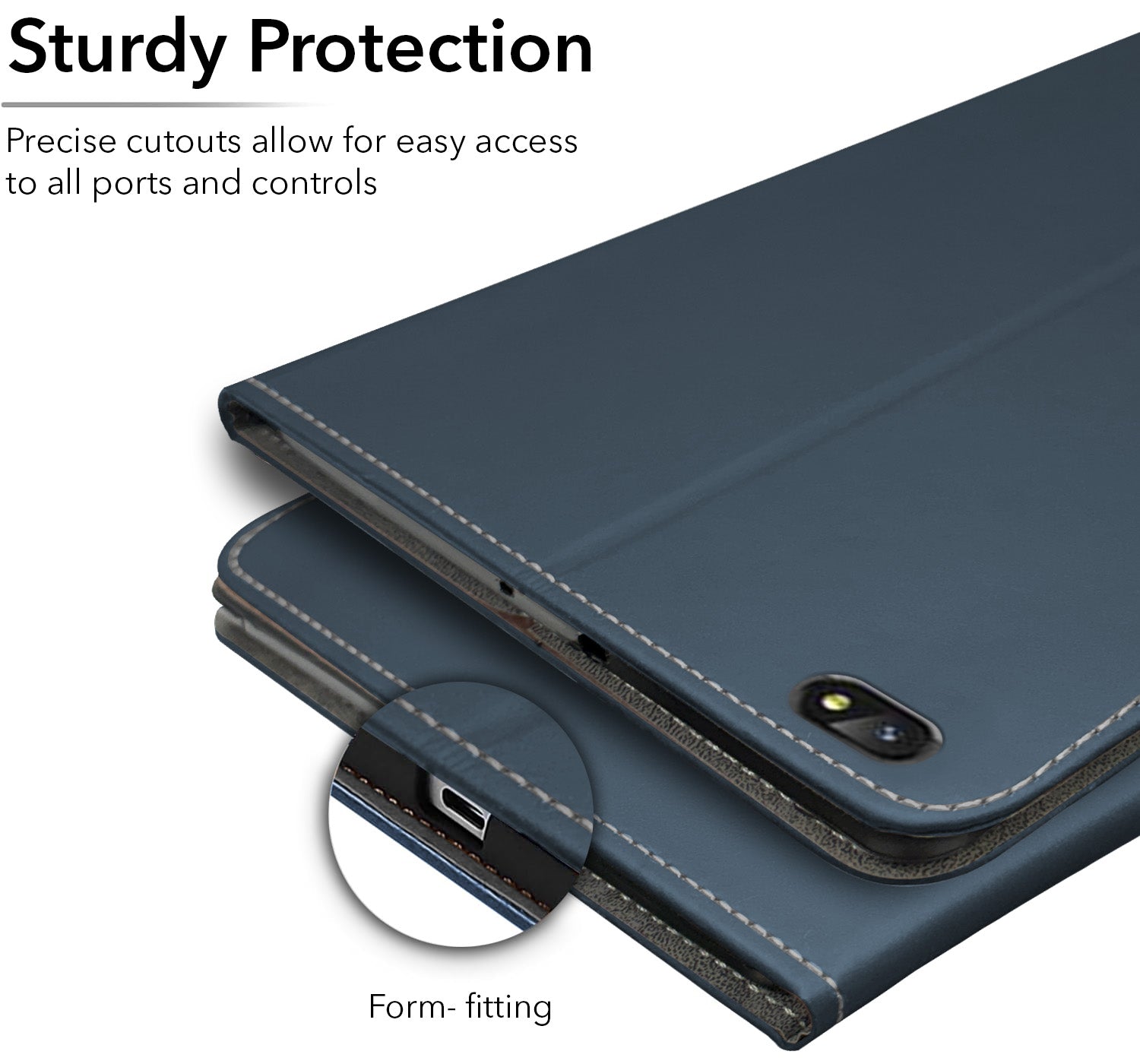 For Lava Aura T81N 8 Inch Flip Cover Folio Case (PU Matte Leather | Multi-Angle Smart Stand | Card Storage Slots | Silicone Back Pouch)