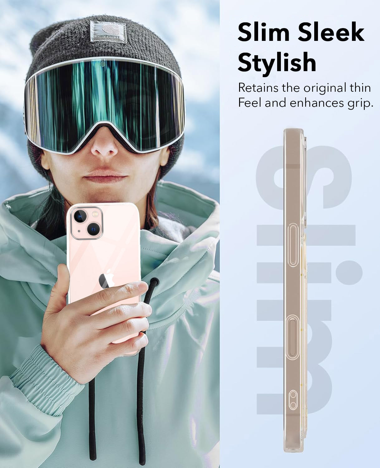 For Apple iPhone 13 Combo with Back Cover and 9H Tempered Glass (Lifetime Anti-Yellow | Sleek Hard Crystal | Oleophobic Coating Screen Glass)