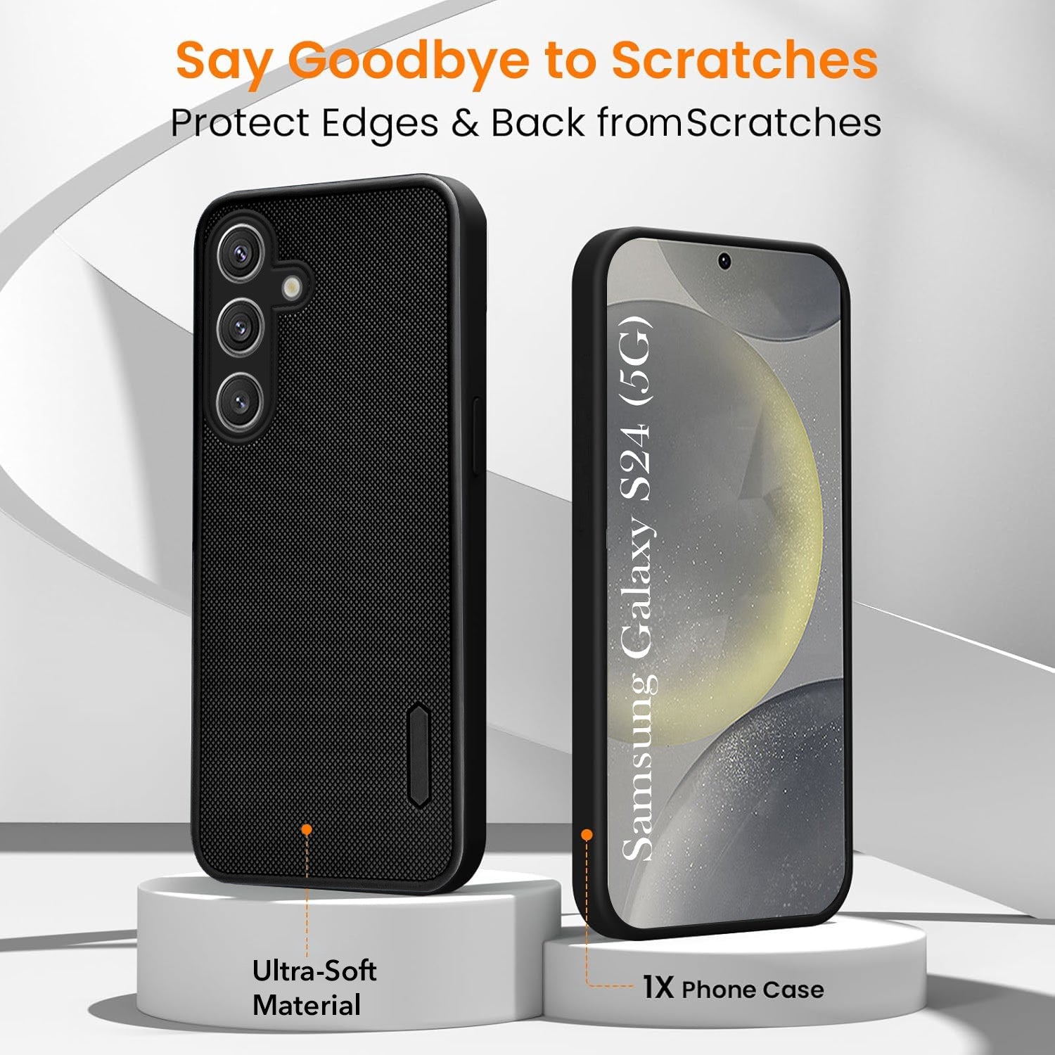 For Samsung Galaxy S24 Combo with Back Cover and 9H Tempered Glass (Textured Grip Design | Micro-Fiber Cloth Inside | Oleophobic Coating Screen Glass)