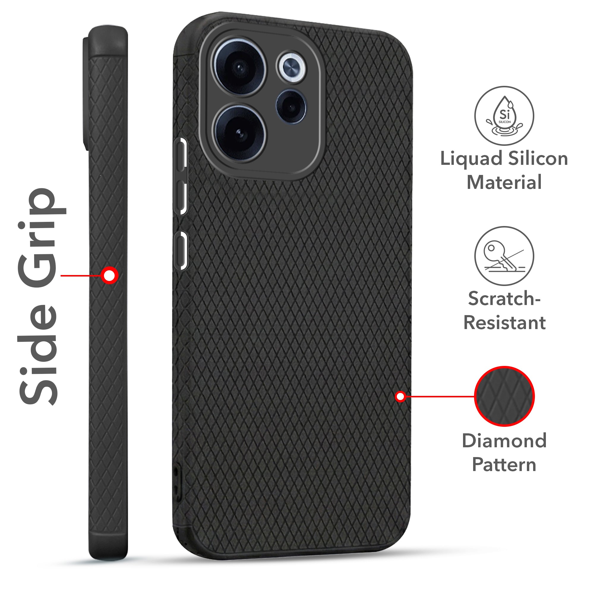 For Oppo Reno 15c Combo with Back Cover and 9H Tempered Glass (Liquid Silicone | Camera Protection | Oleophobic Coating Screen Glass)