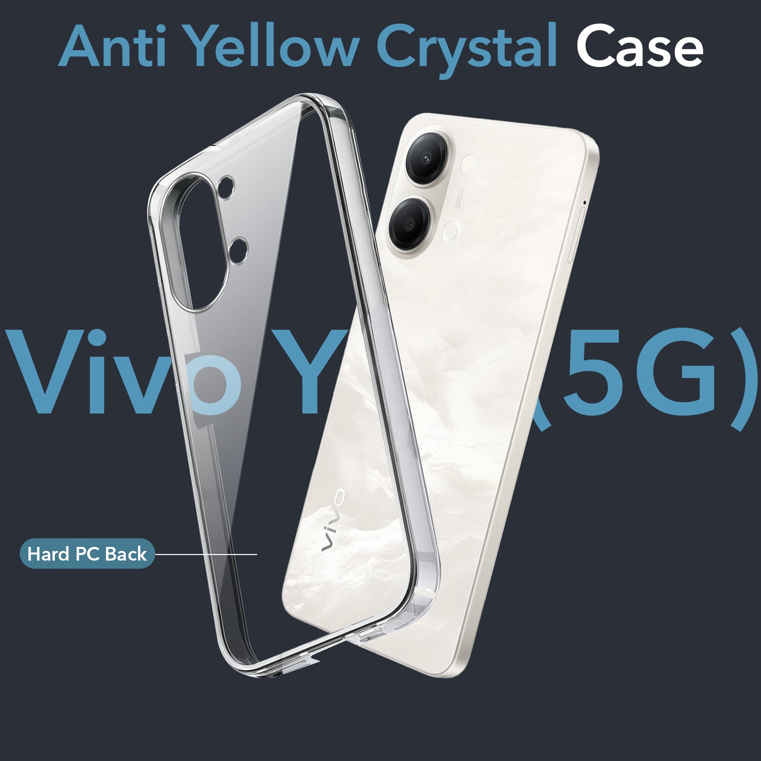 For Vivo Y11 | Vivo Y21 5G Back Cover Case Lifetime Anti-Yellow Clear (Sleek Hard Crystal | Shockproof and Camera Protection)