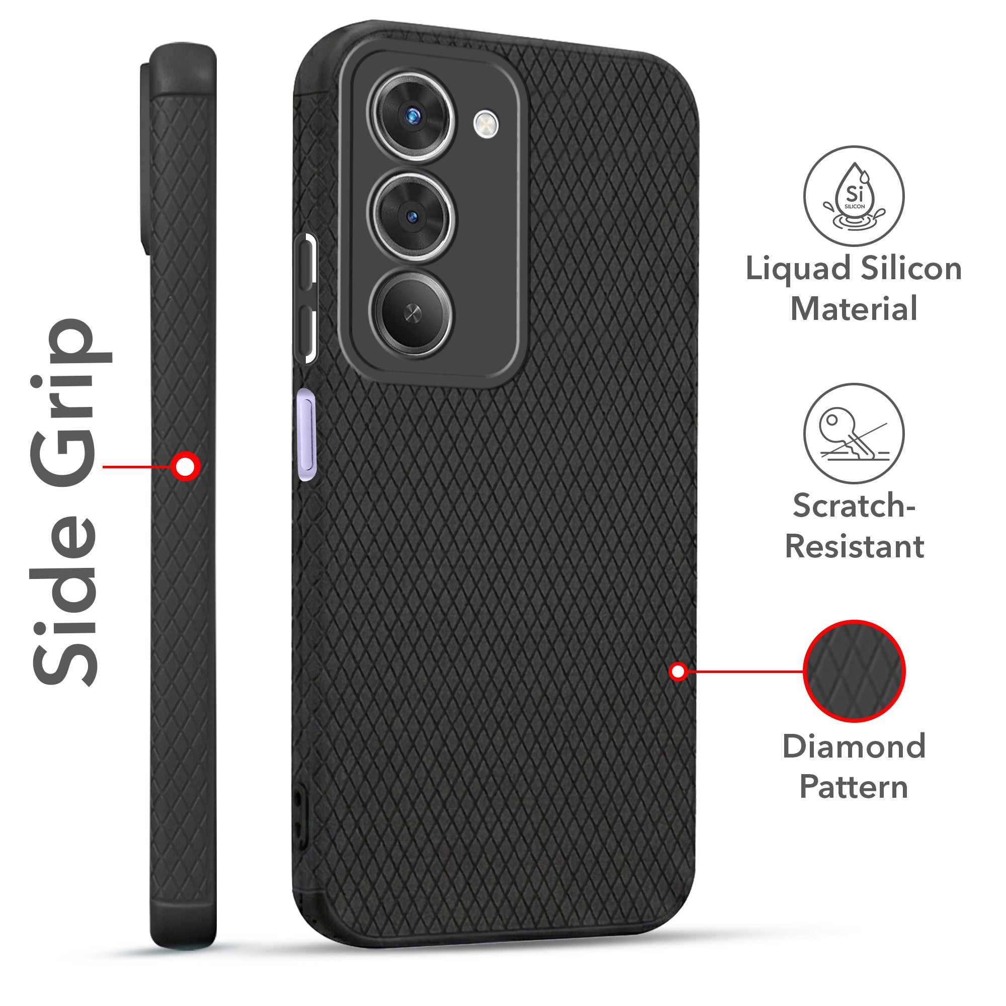 For Redmi 15 Combo with Back Cover and 9H Tempered Glass (Liquid Silicone | Camera Protection | Oleophobic Coating Screen Glass)