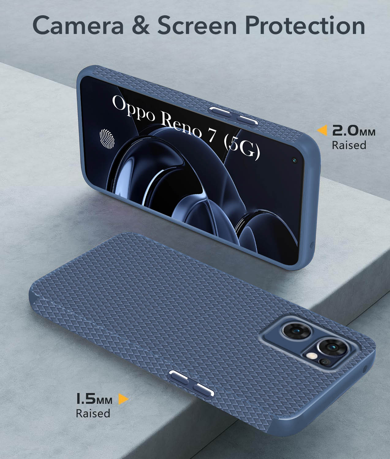 For Oppo Reno7 5G | Reno 7 5G Back Cover Case (Camera Protection | Side Grip Texture | Soft and Flexible)