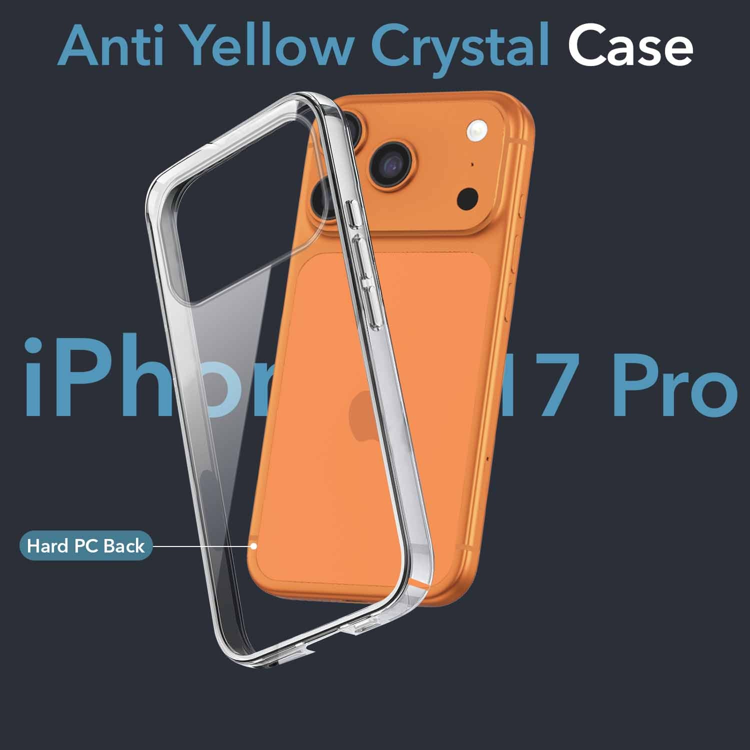For Apple iPhone 17 Pro Back Cover Case Lifetime Anti-Yellow Clear  (Sleek Hard Crystal | Shockproof and Camera Protection)