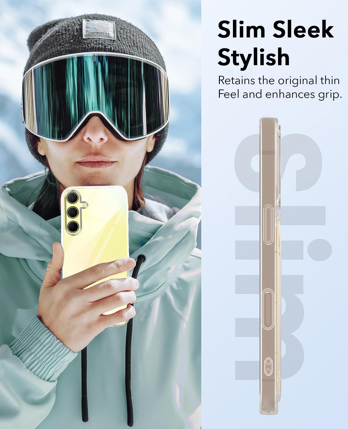 For Samsung Galaxy A35 5G Combo with Back Cover and 9H Tempered Glass (Lifetime Anti-Yellow | Sleek Hard Crystal | Oleophobic Coating Screen Glass)