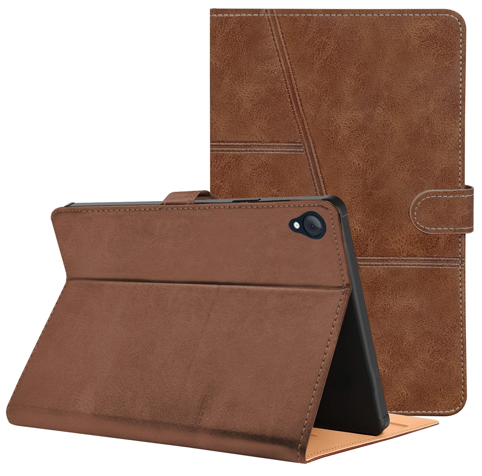 For Flip Cover Folio Case  Lenovo Tab K10 10 Inch TB-X6C6F / X6C6X  (PU Leather | Multi-Angle Smart Stand | Card Storage Slots | Silicone Back Pouch)