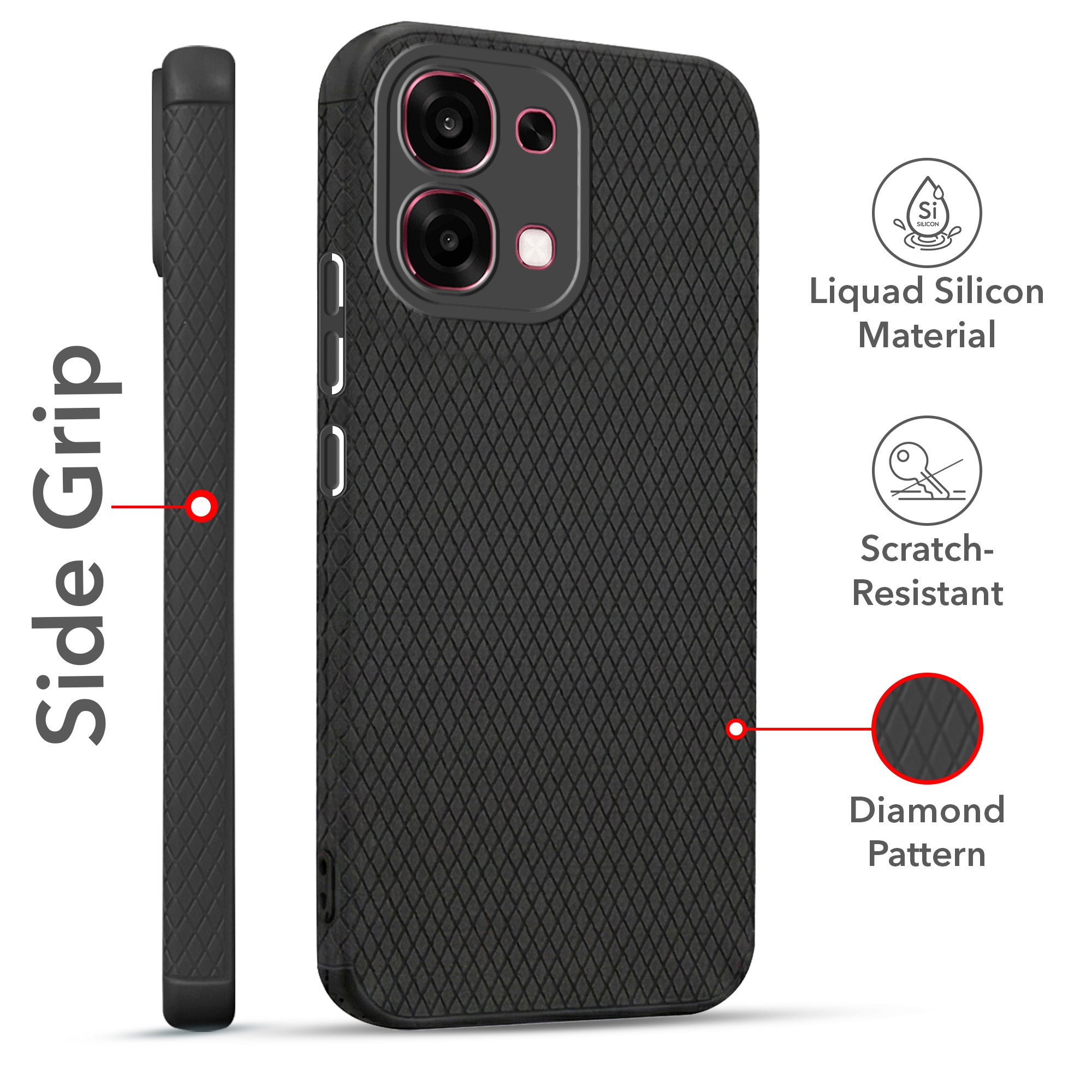 For Oppo F31 5G | Oppo F33 5G Combo with Back Cover and 9H Tempered Glass (Liquid Silicone | Camera Protection | Oleophobic Coating Screen Glass)