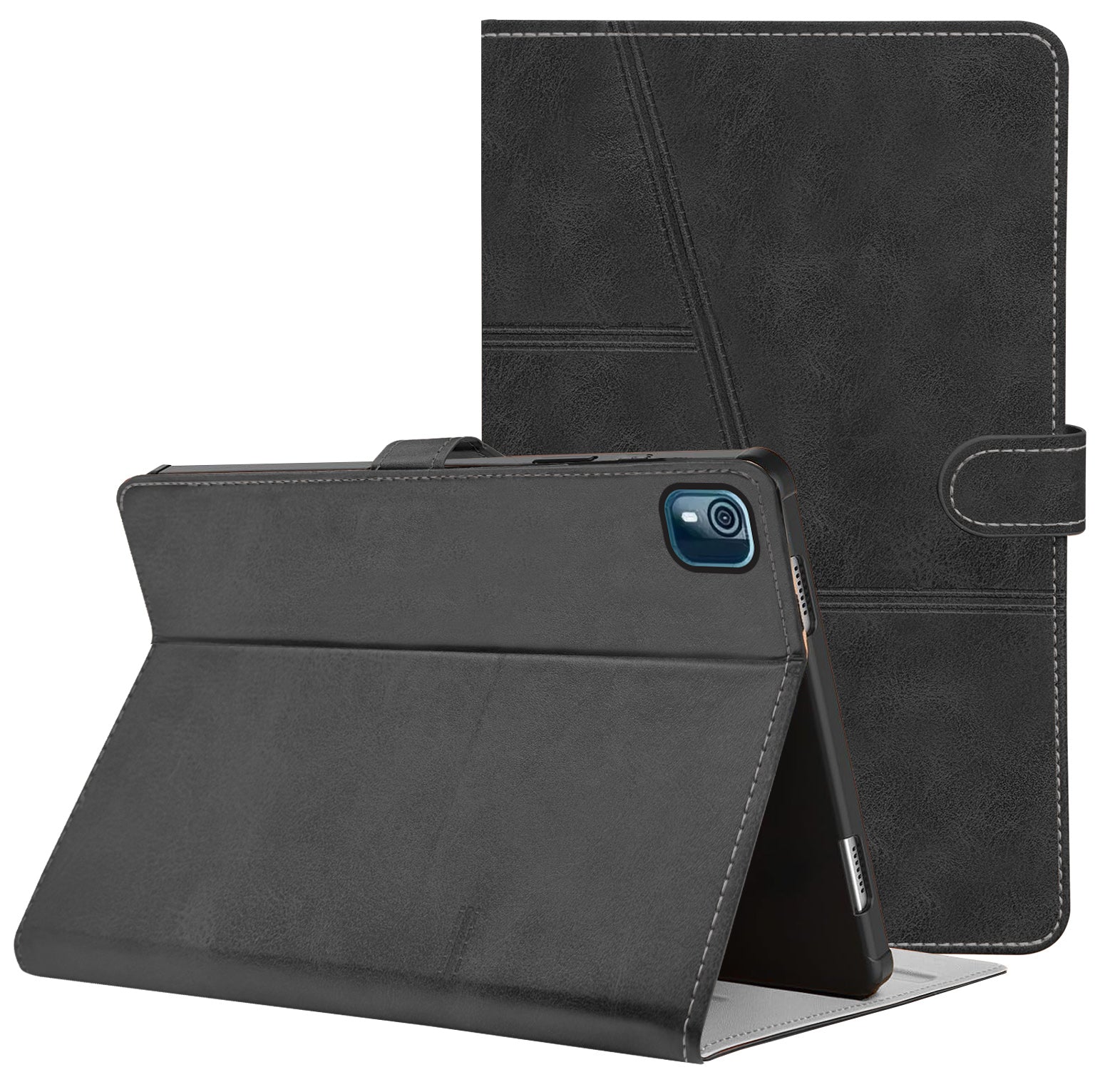 For Flip Cover Folio Case  Nokia T10 (TA-1503, TA-1472, TA-1462, TA-1457) 8 Inch (PU Leather | Multi-Angle Smart Stand | Card Storage Slots | Silicone Back Pouch)