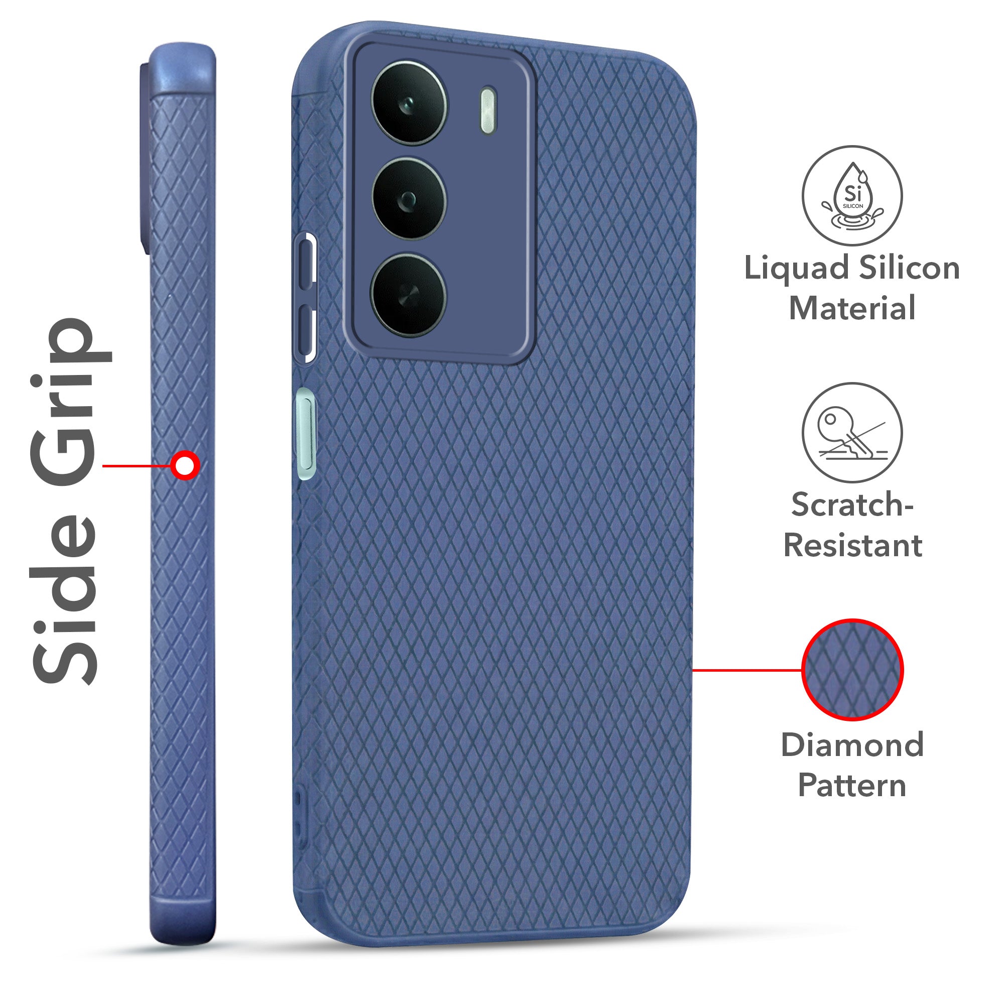 For Realme P3 Lite Combo with Back Cover and 9H Tempered Glass (Liquid Silicone | Camera Protection | Oleophobic Coating Screen Glass)