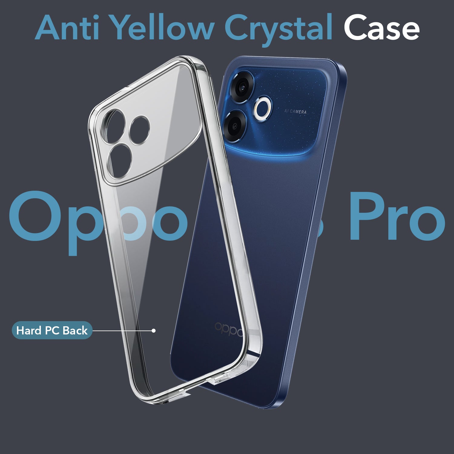 For Oppo F33 Pro 5G Back Cover Case Lifetime Anti-Yellow Clear (Sleek Hard Crystal | Shockproof and Camera Protection)