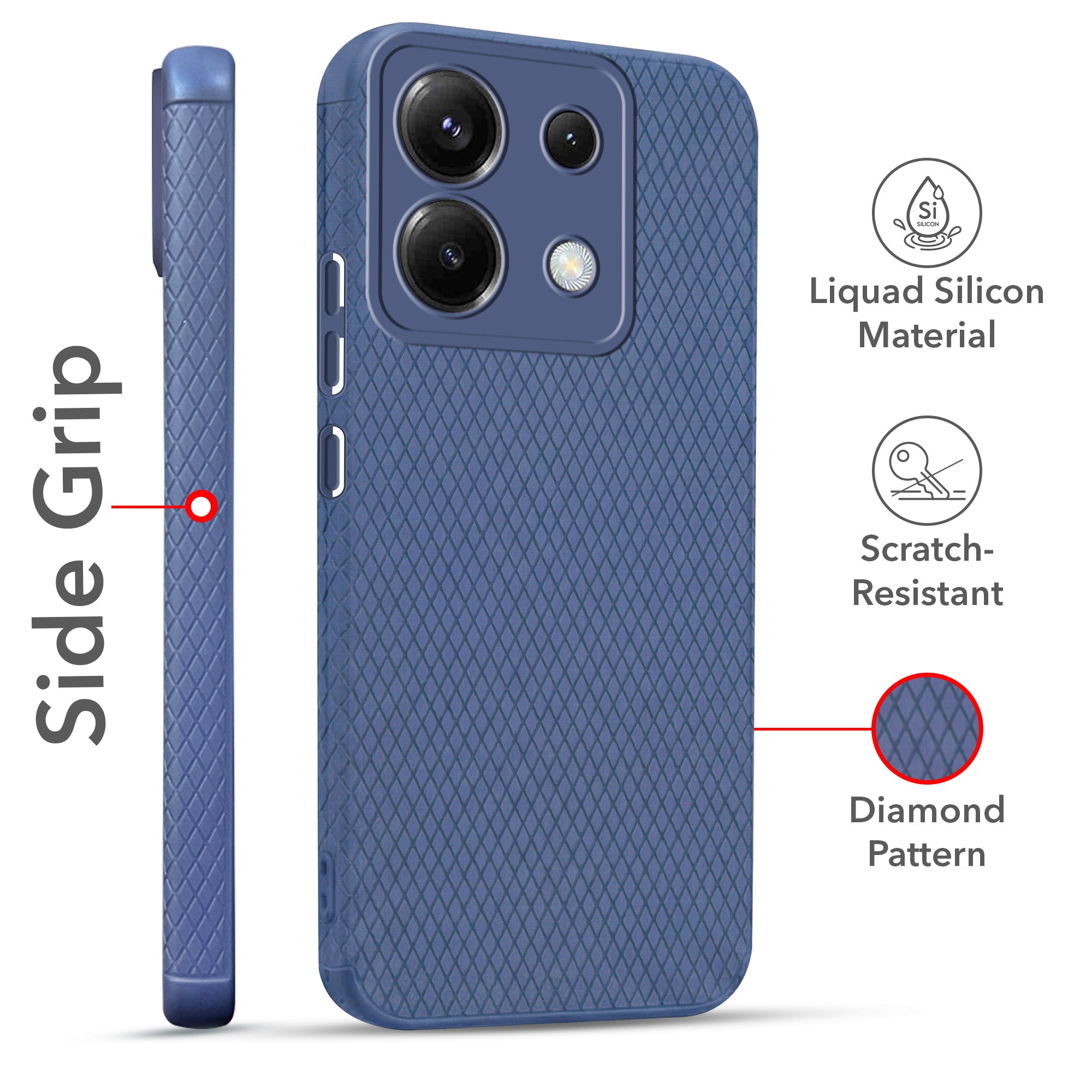 For Redmi Note 13 Pro Combo with Back Cover and 9H Tempered Glass (Liquid Silicone | Camera Protection | Oleophobic Coating Screen Glass)