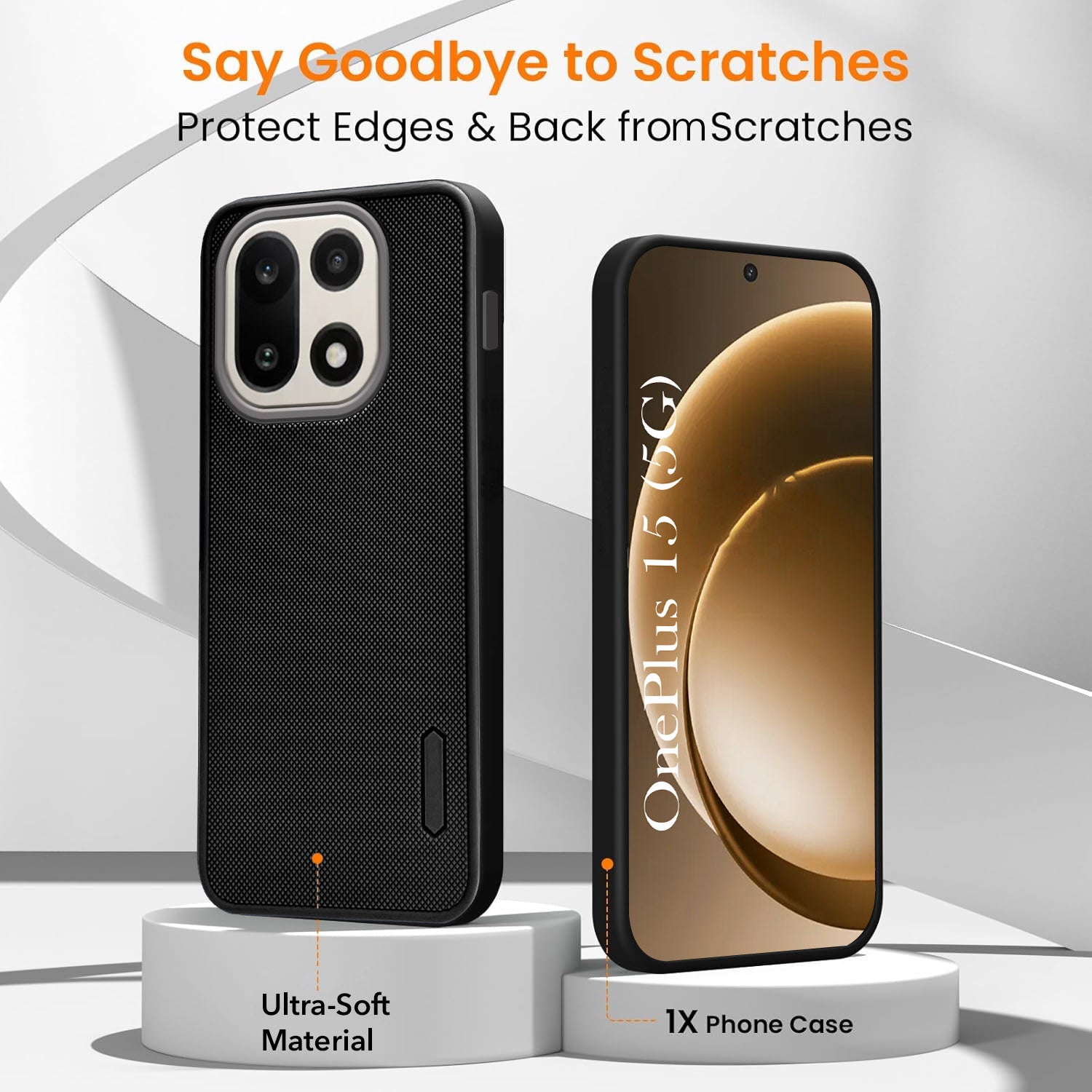 For OnePlus 15 5G Combo with Back Cover and 9H Tempered Glass (Textured Grip Design | Micro-Fiber Cloth Inside | Oleophobic Coating Screen Glass)