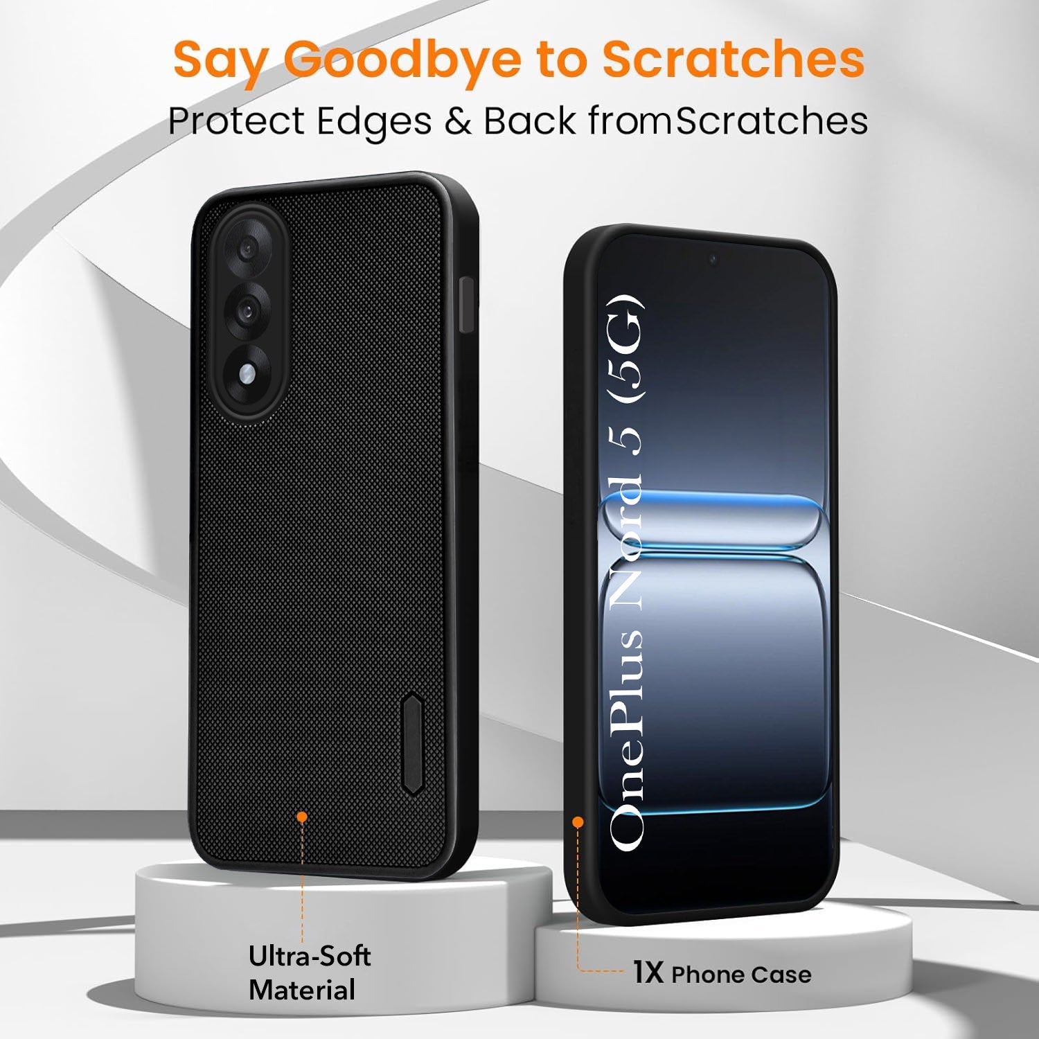 For Oneplus Nord 5 Combo with Back Cover and 9H Tempered Glass (Textured Grip Design | Micro-Fiber Cloth Inside | Oleophobic Coating Screen Glass)