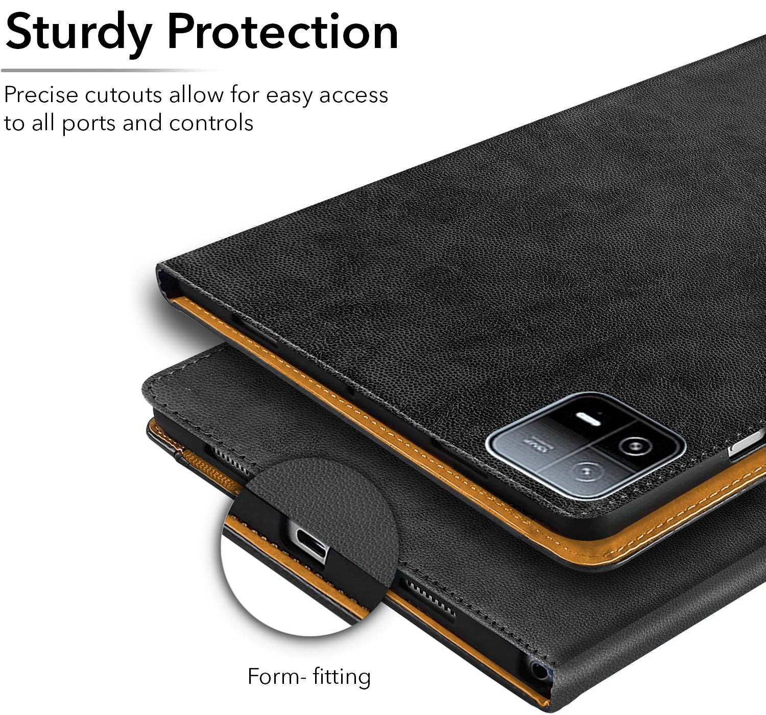 For Xiaomi Pad 6 11 Inch 23043RP34C/23043RP34G/23043RP34I Flip Cover Folio Cover(PU Leather | Multi-Angle Smart Stand | Card Storage Slots | Silicone Back Pouch)