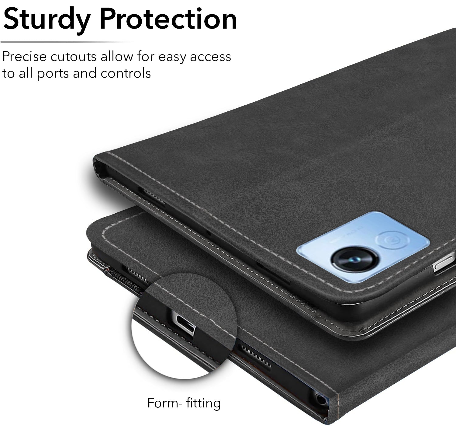 For Realme Pad X 10.95 Inch RMP2107/P2108 Flip Cover Folio Case (PU Leather | Multi-Angle Smart Stand | Card Storage Slots | Silicone Back Pouch)
