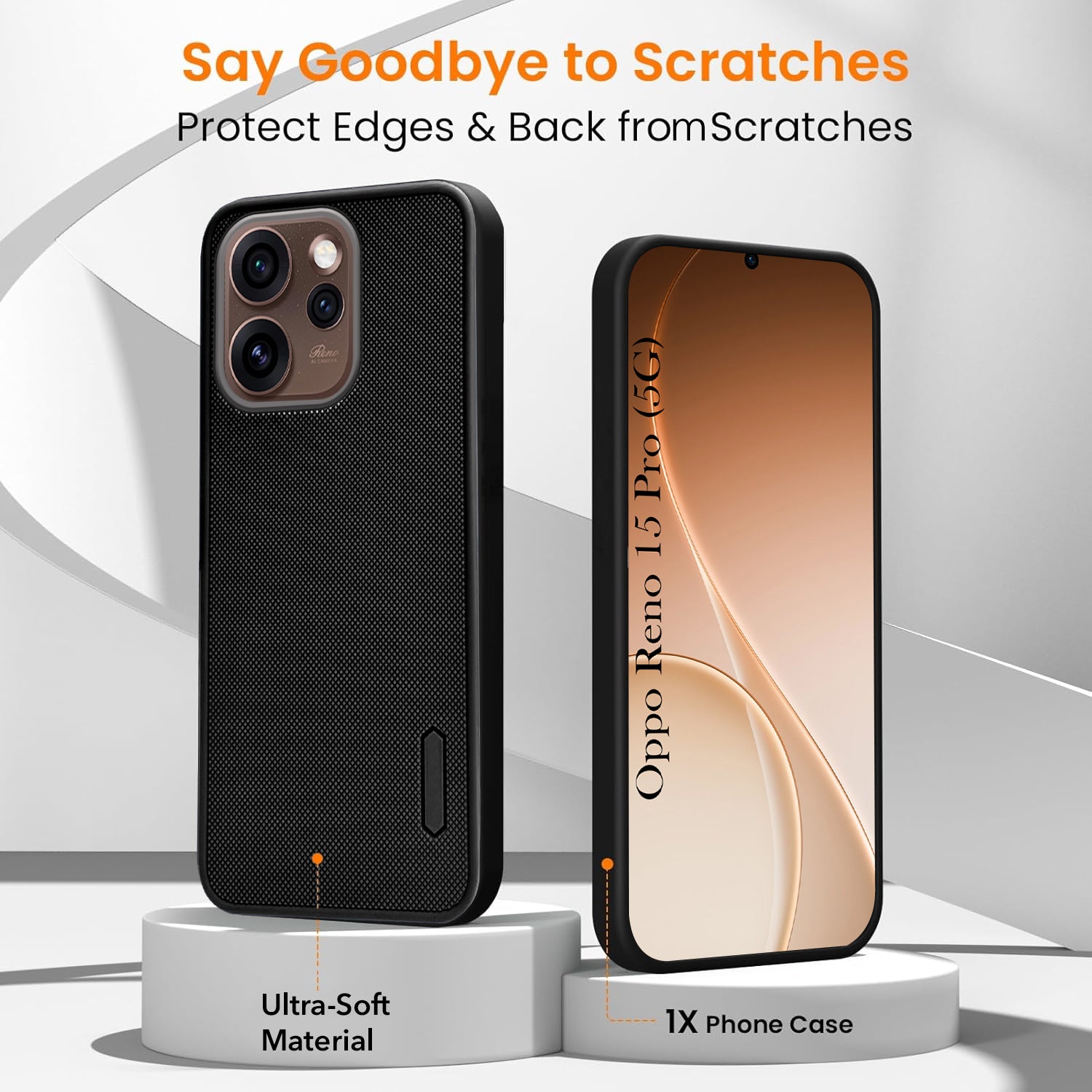 For Oppo Reno15 Pro 5G | Oppo Reno 15 Pro 5G Combo with Back Cover and 9H Tempered Glass (Textured Grip Design | Micro-Fiber Cloth Inside | Oleophobic Coating Screen Glass)