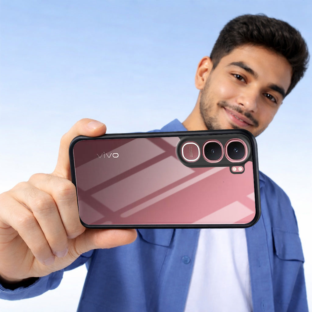 For Vivo Y31 5G Combo with Back Cover and 9H Tempered Glass (Lifetime Anti-Yellow | Crystal Clear Shockproof | Oleophobic Coating Screen Glass)