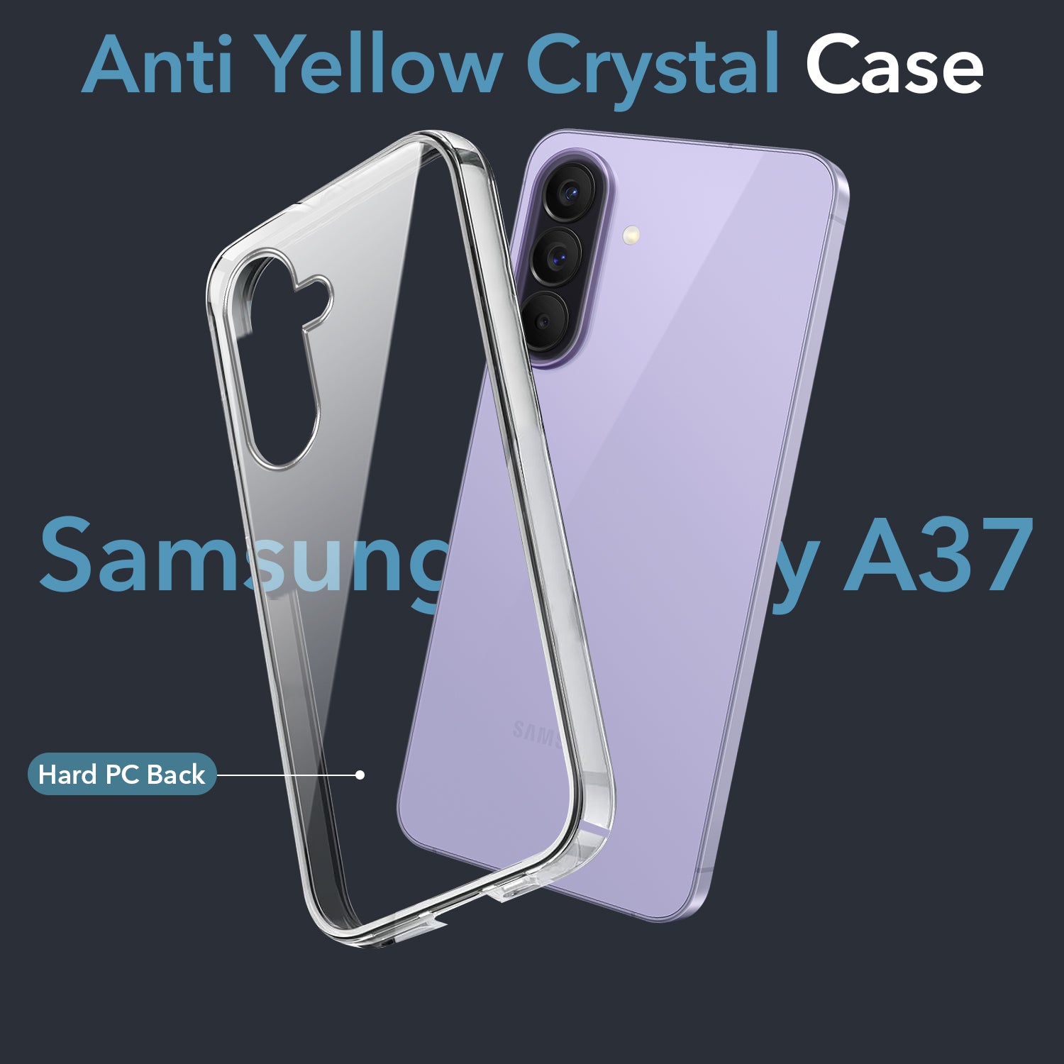 For Samsung Galaxy A37 5G Back Cover Case Lifetime Anti-Yellow Clear (Sleek Hard Crystal | Shockproof and Camera Protection)
