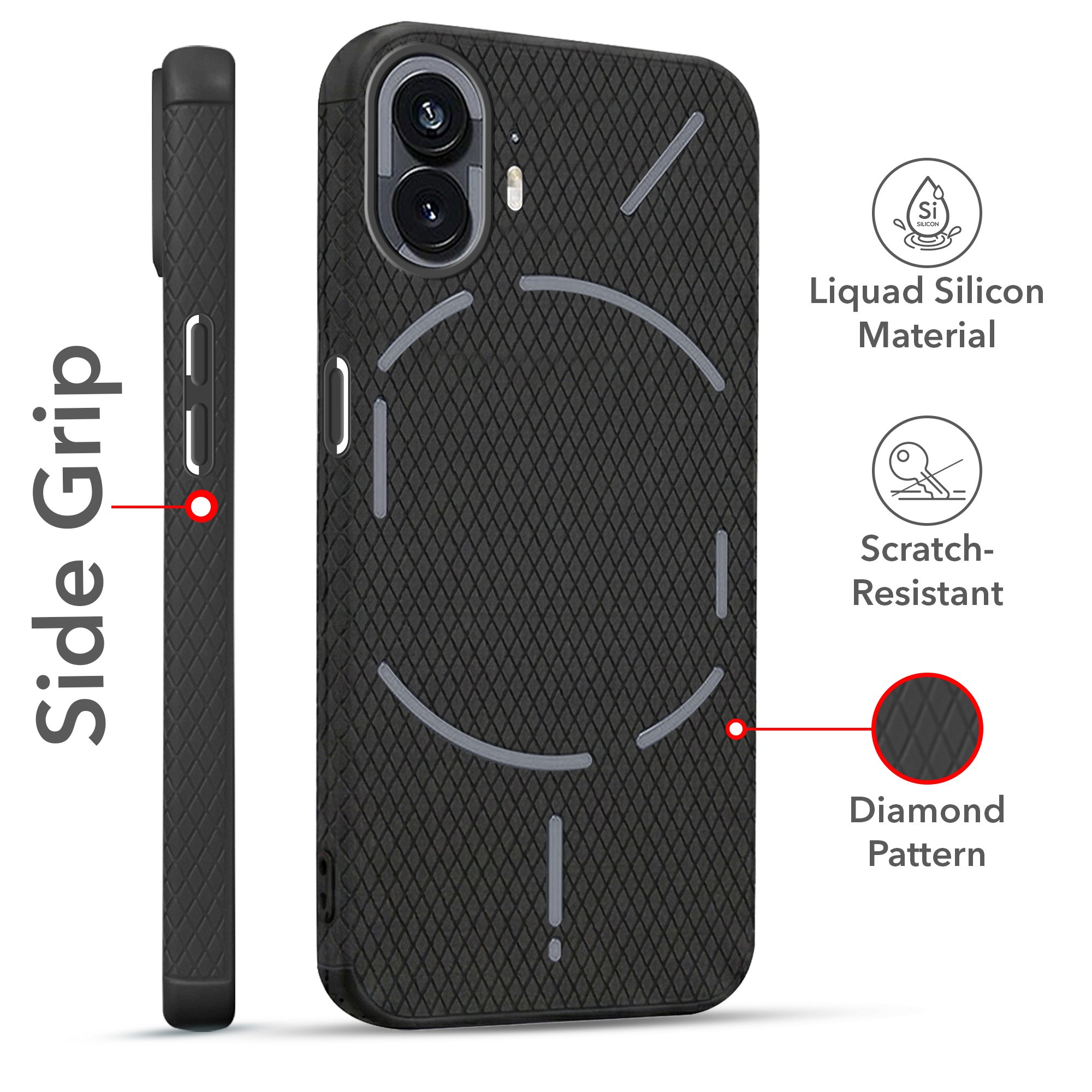 For Nothing Phone 2 Combo with Back Cover and 9H Tempered Glass (Liquid Silicone | Camera Protection | Oleophobic Coating Screen Glass)