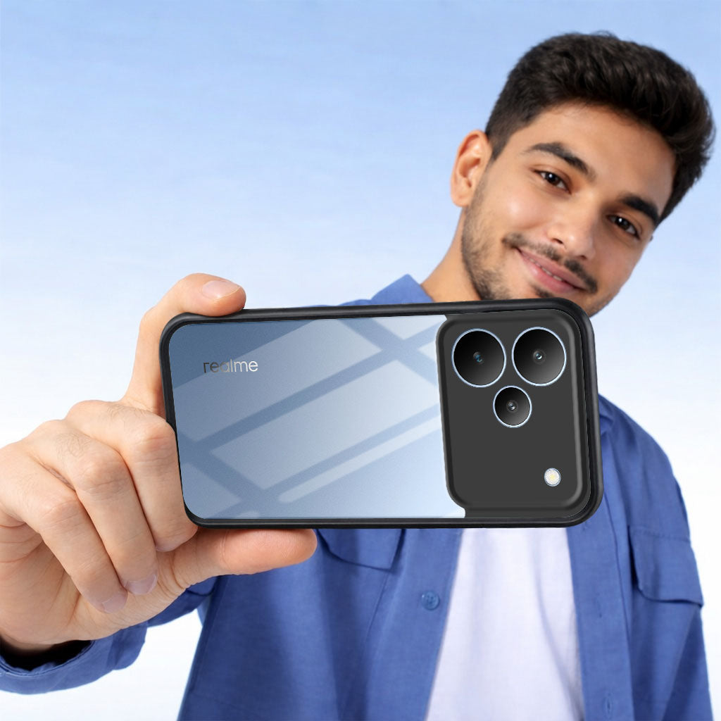 For Realme P4 Combo with Back Cover and 9H Tempered Glass (Lifetime Anti-Yellow | Sleek Hard Crystal | Oleophobic Coating Screen Glass)