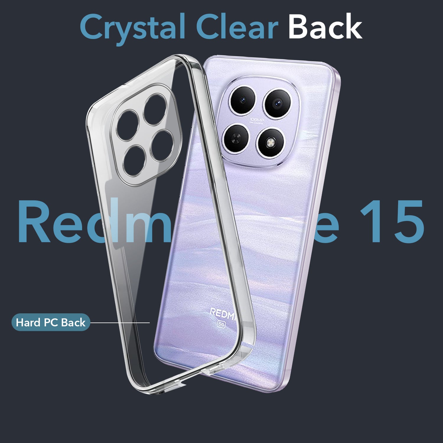 For Redmi note 15 | Redmi note 15 SE (5G) Back Cover Case Lifetime Anti-Yellow Clear (Sleek Hard Crystal | Shockproof and Camera Protection)