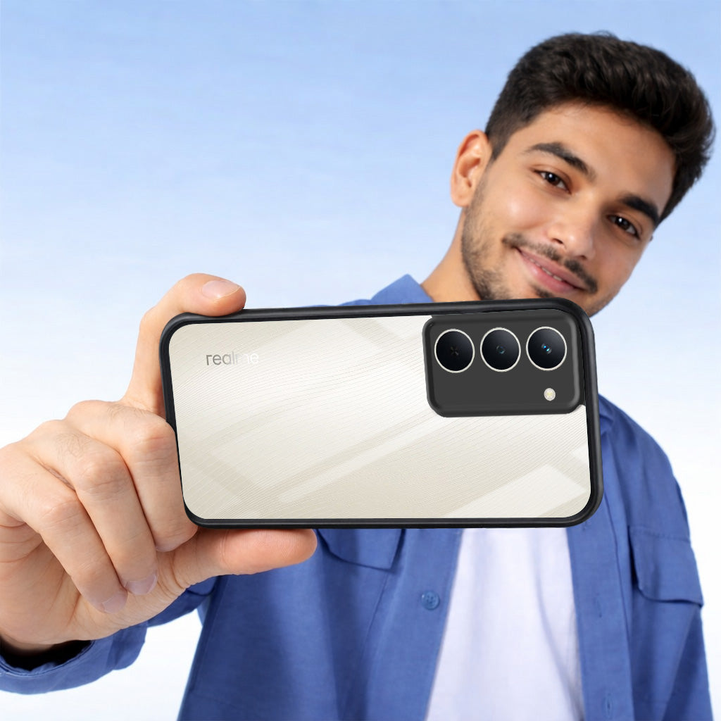 For Realme Narzo 80x Combo with Back Cover and 9H Tempered Glass (Lifetime Anti-Yellow | Crystal Clear Shockproof | Oleophobic Coating Screen Glass)