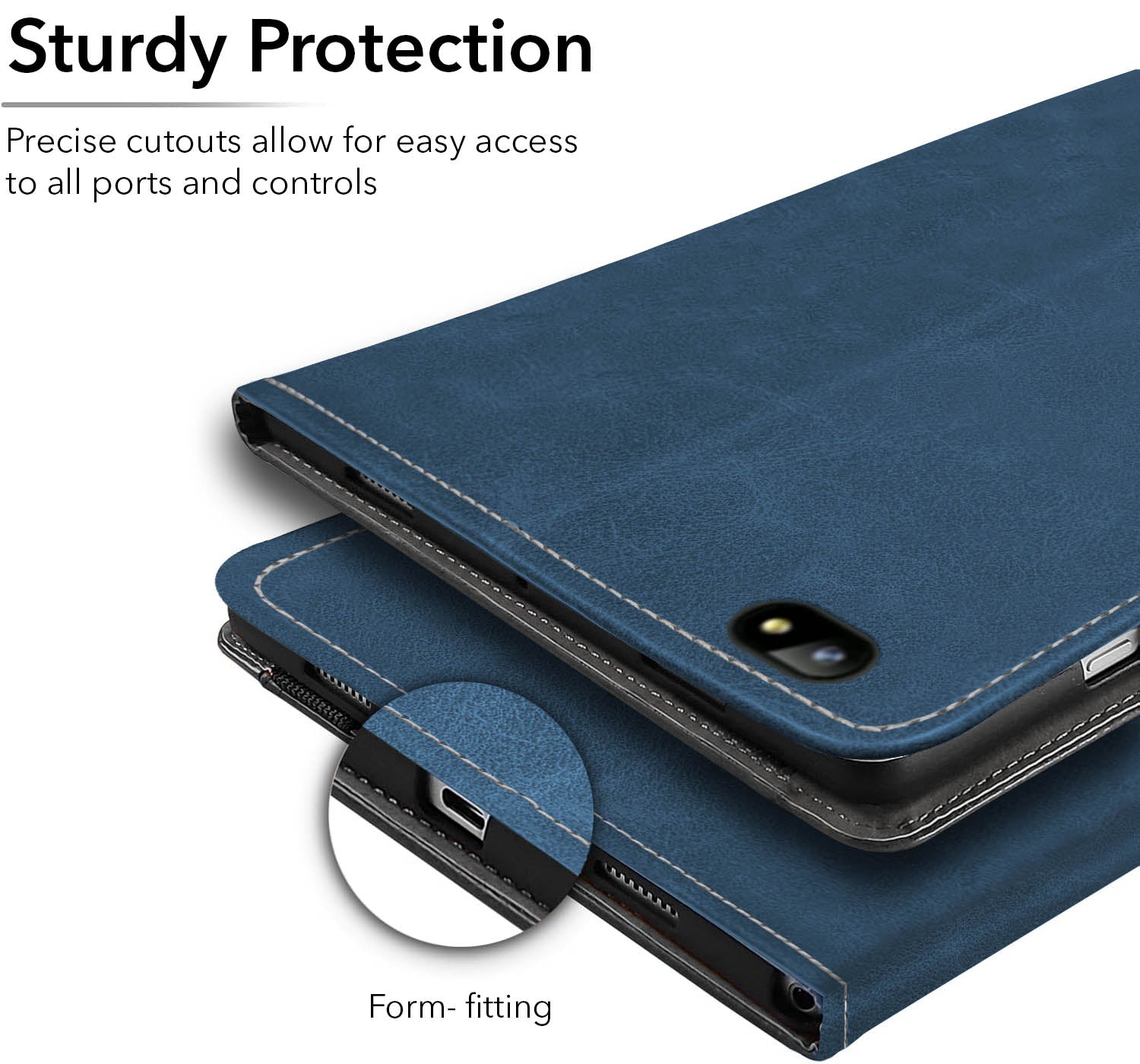For Flip Cover Folio Case Lava Aura T81N  (UPGOVT) 8 Inch (PU Leather | Multi-Angle Smart Stand | Card Storage Slots | Silicone Back Pouch)