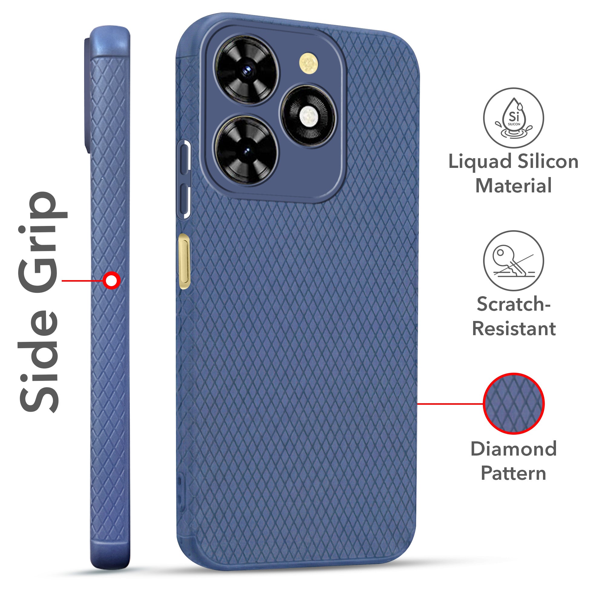 For Tecno Pop 8 Combo with Back Cover and 9H Tempered Glass (Liquid Silicone | Camera Protection | Oleophobic Coating Screen Glass)