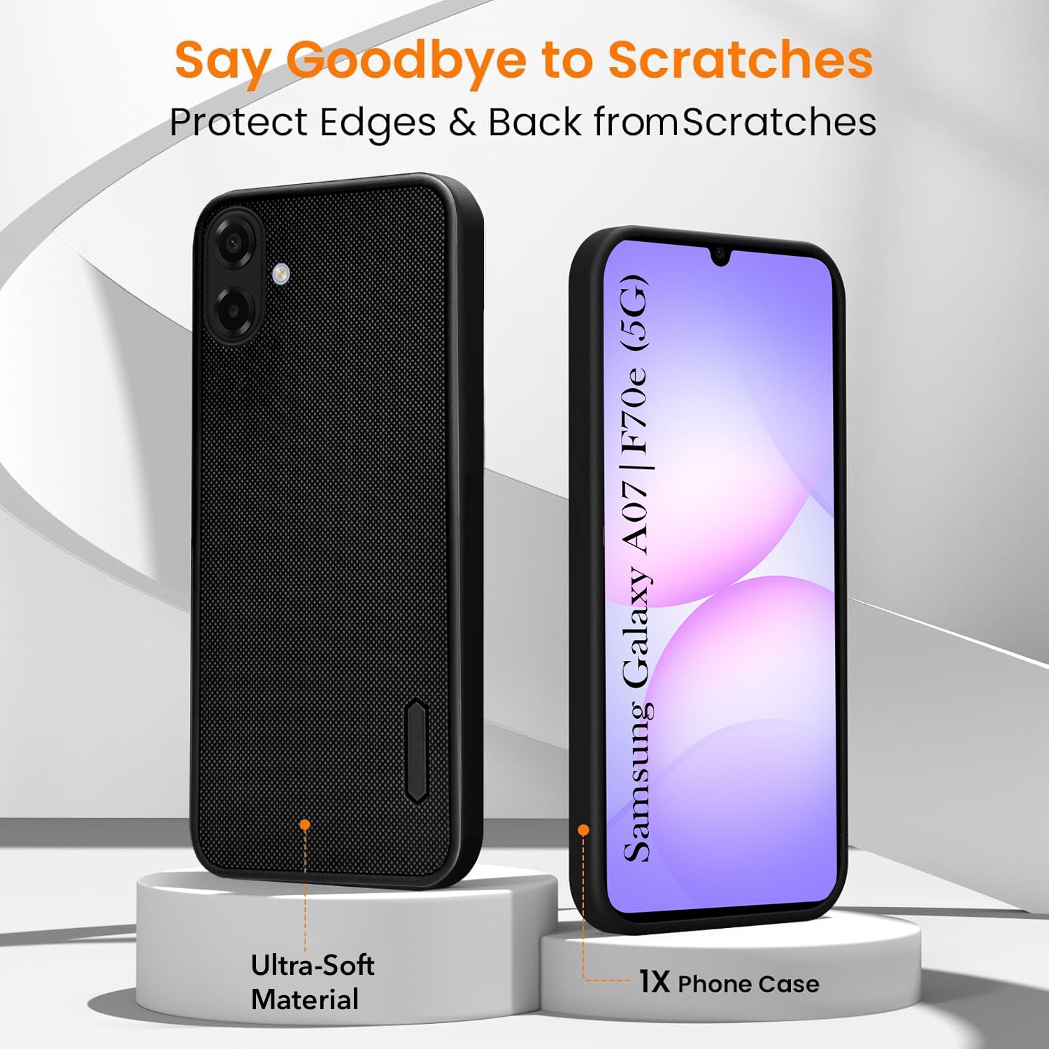 For Samsung Galaxy A07 5G | F70e 5G Combo (Textured Grip Design | Micro-Fiber Cloth Inside | Oleophobic Coating Screen Glass)