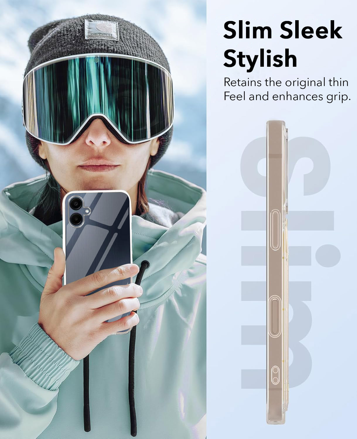 For Samsung Galaxy A06 Combo with Back Cover and 9H Tempered Glass (Lifetime Anti-Yellow | Sleek Hard Crystal | Oleophobic Coating Screen Glass)