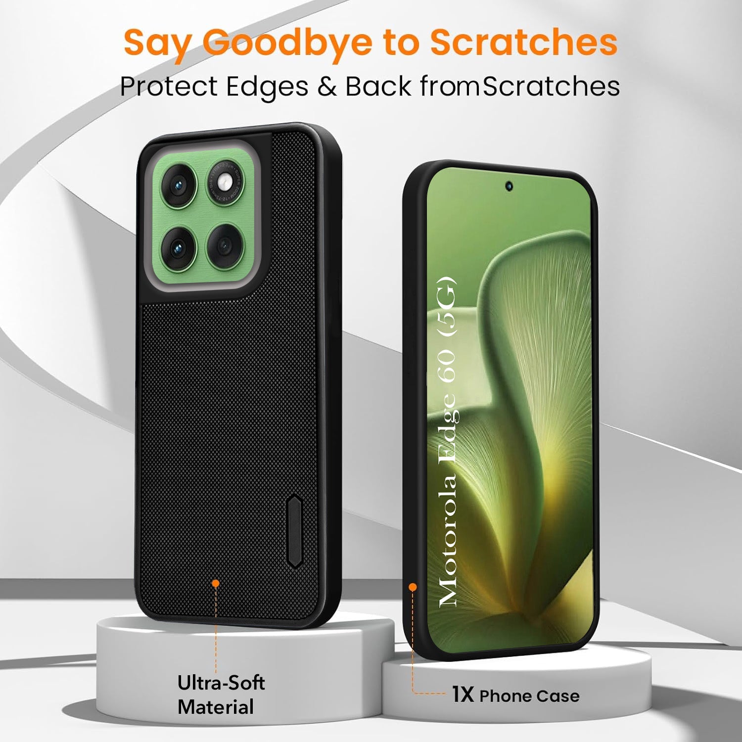 For Motorola Moto Edge 60 Combo with Back Cover and 9H Tempered Glass (Textured Grip Design | Micro-Fiber Cloth Inside | Oleophobic Coating Screen Glass)