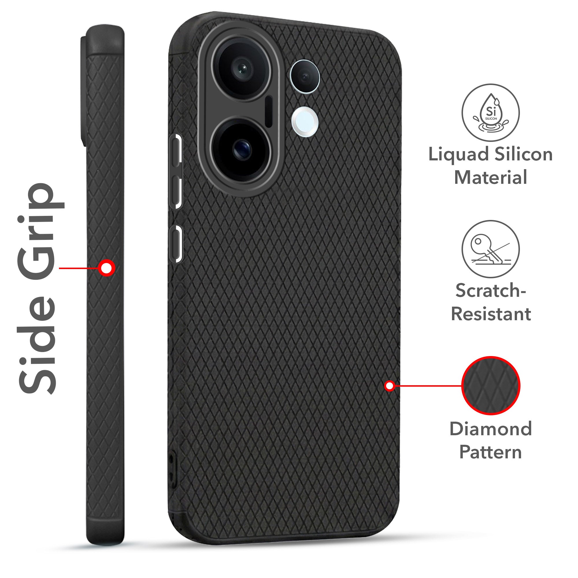 For Vivo X200 FE Combo with Back Cover and 9H Tempered Glass (Liquid Silicone | Camera Protection | Oleophobic Coating Screen Glass)