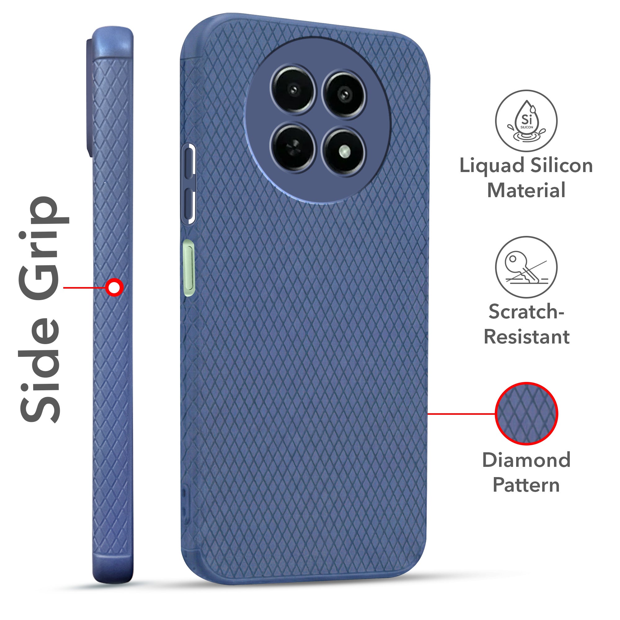 For Realme C65 5G Combo with Back Cover and 9H Tempered Glass (Liquid Silicone | Camera Protection | Oleophobic Coating Screen Glass)